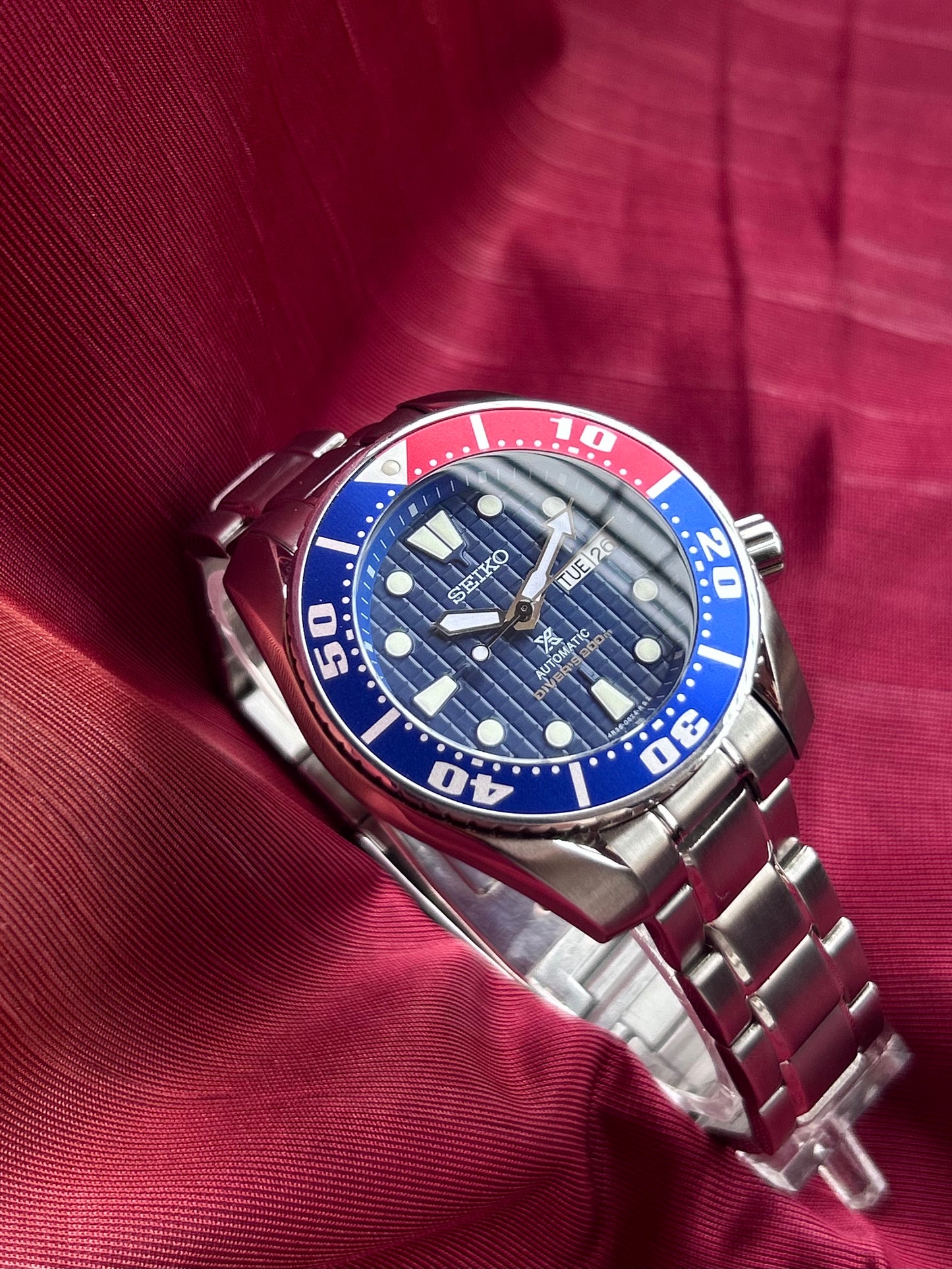 Seiko Sumo Scuba Diver Pepsi Automatic Homage Mod