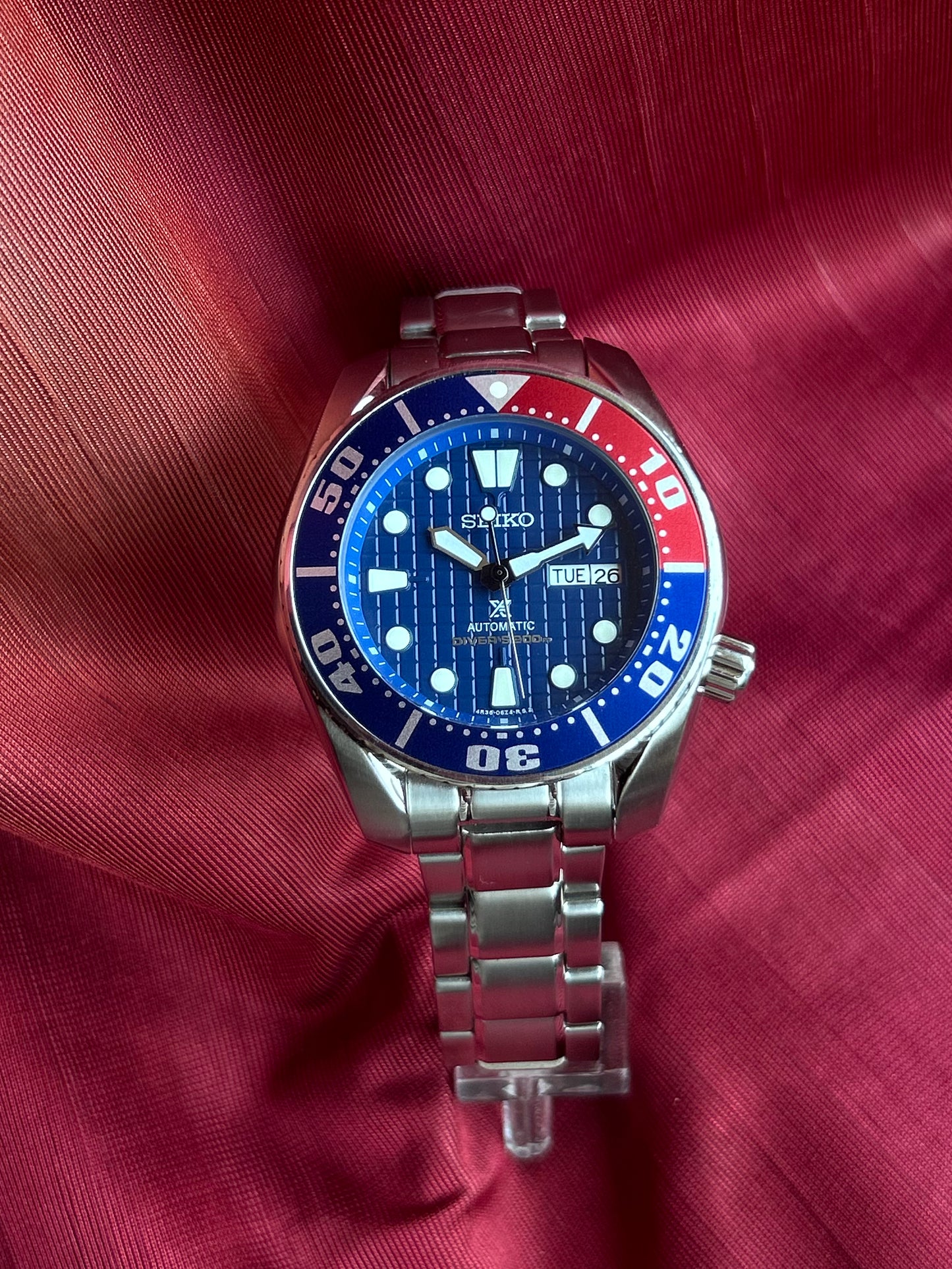 Seiko Sumo Scuba Diver Pepsi Automatic Homage Mod