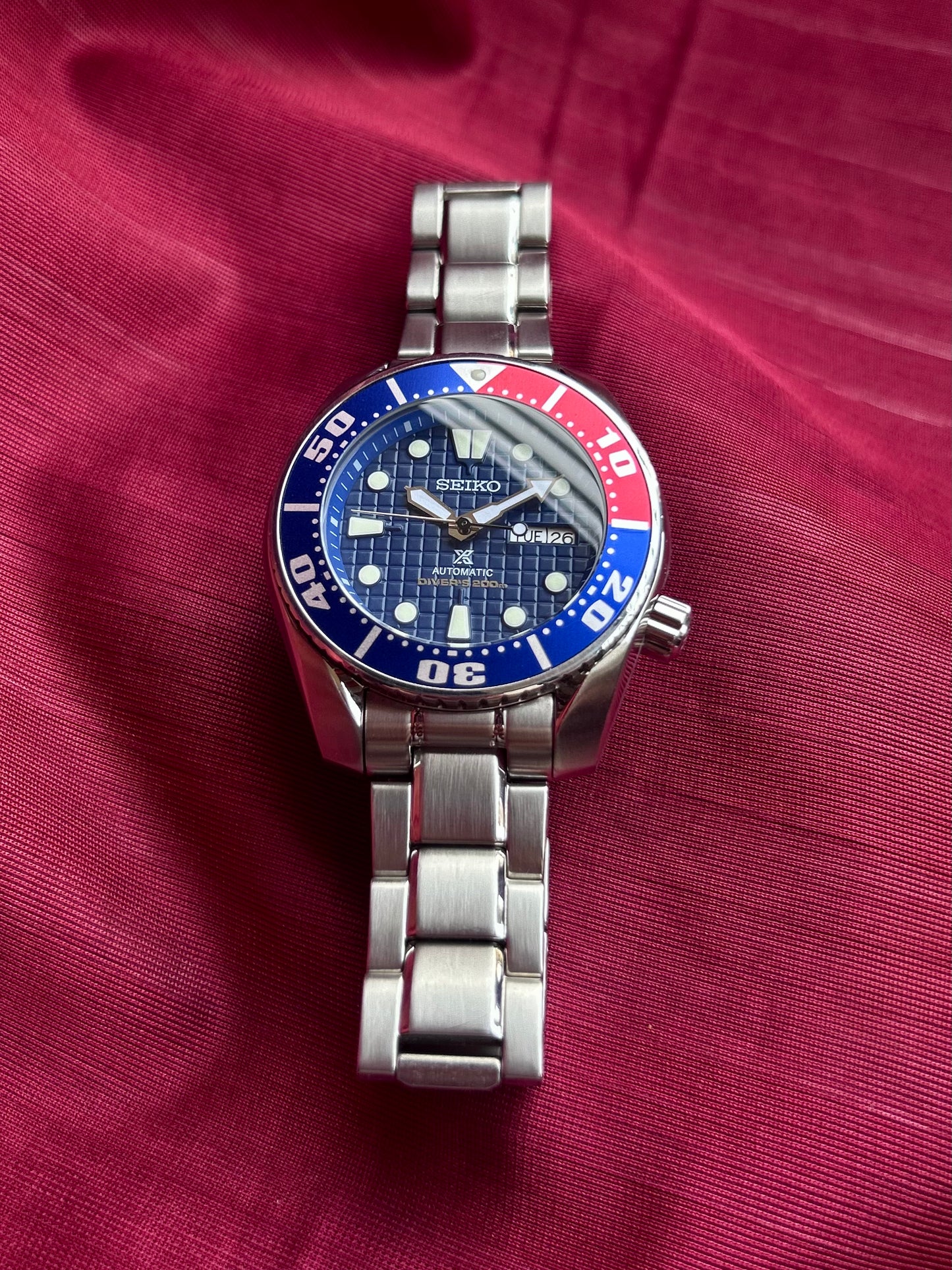 Seiko Sumo Scuba Diver Pepsi Automatic Homage Mod