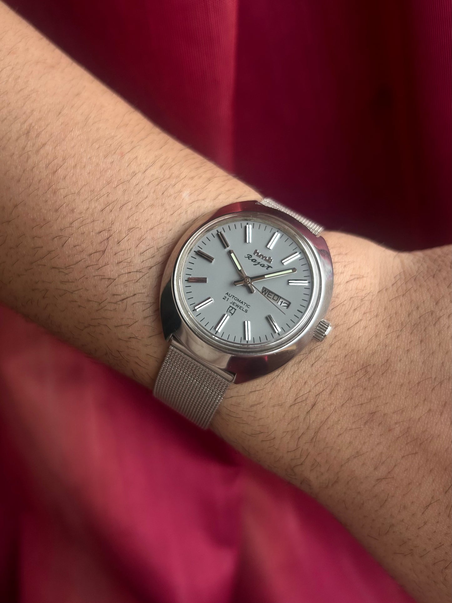 HMT Grey Rajat Day & Date Automatic Mod Watch