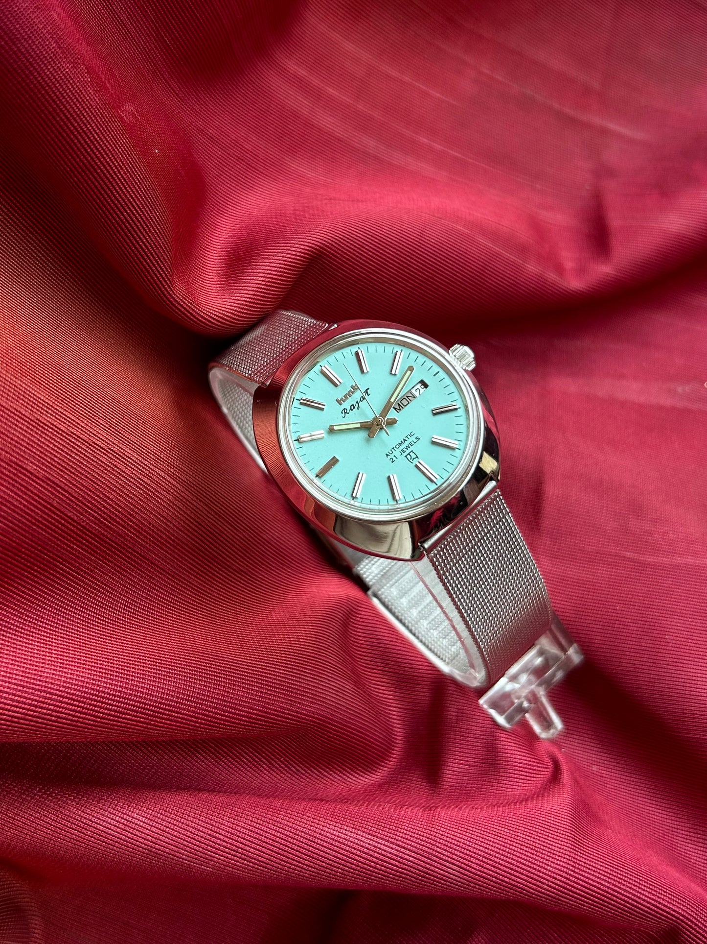 HMT Tiffany Blue Rajat Day & Date Automatic Mod Watch