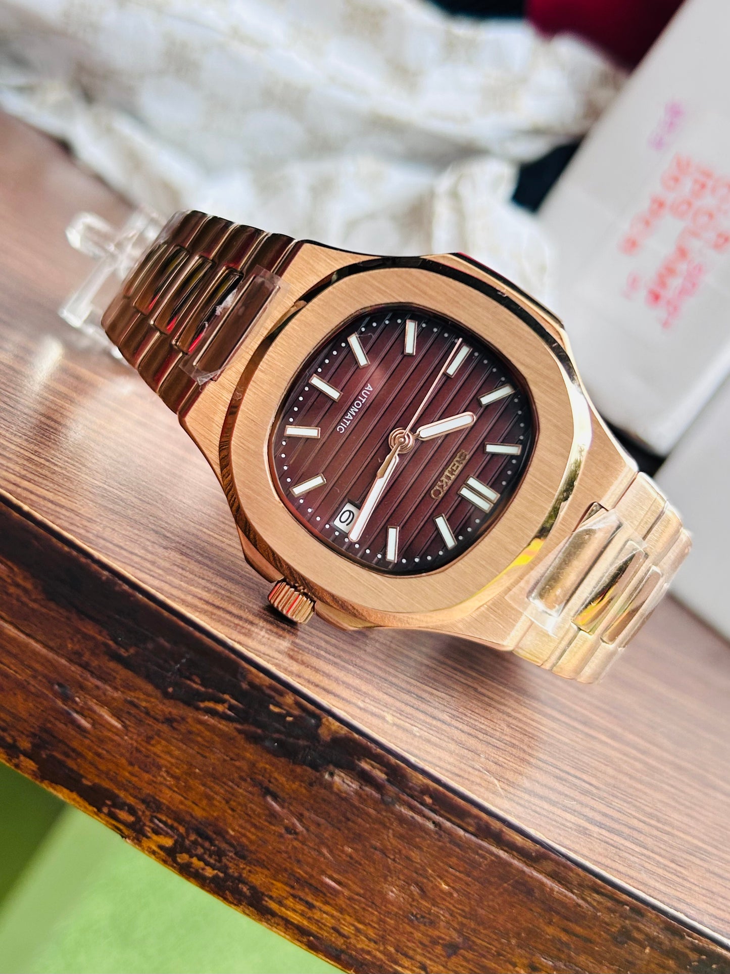 Seiko Nautilus Rose Gold Homage Mod Watch