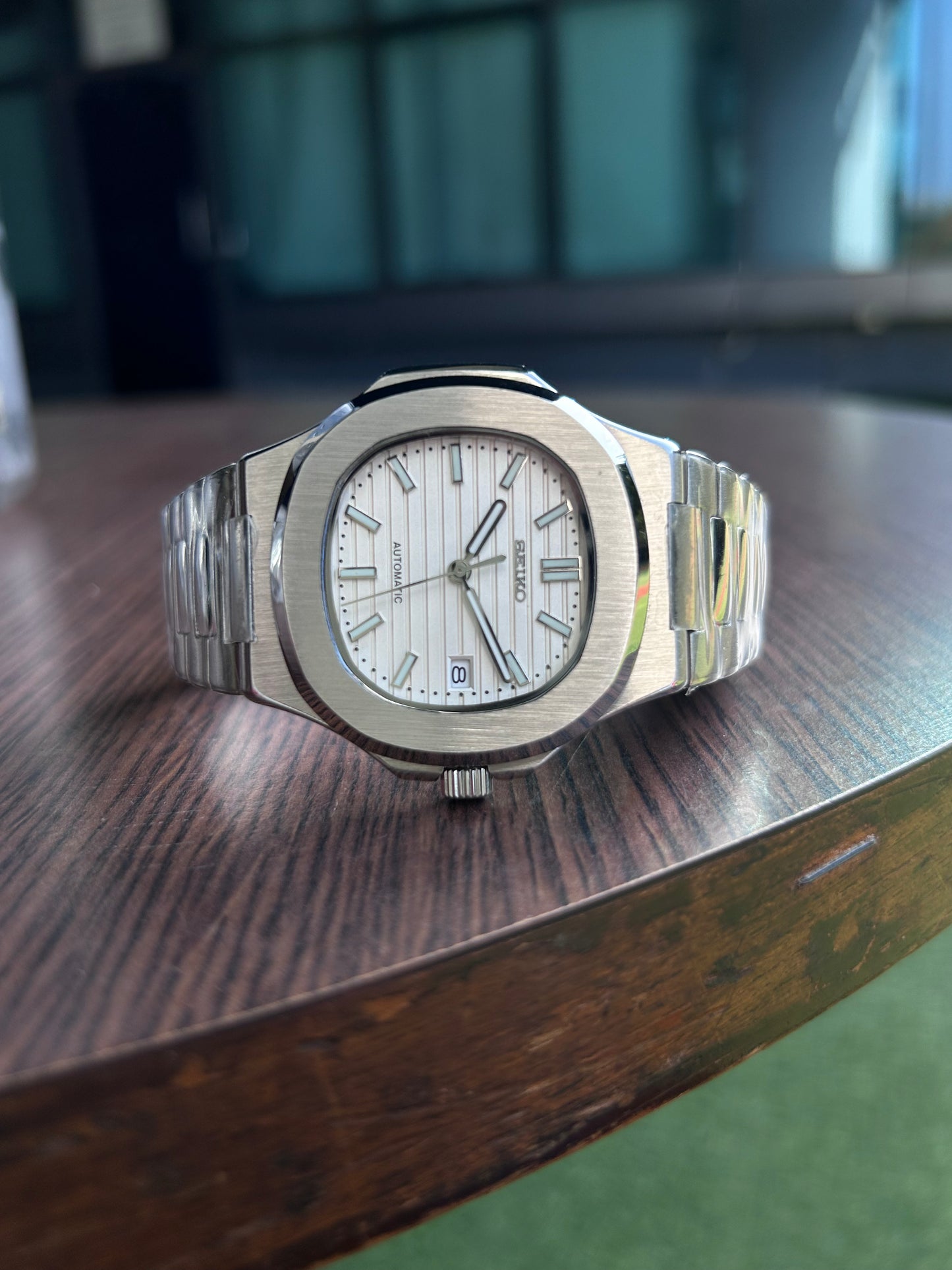 Seiko Nautilus White Homage Mod Watch