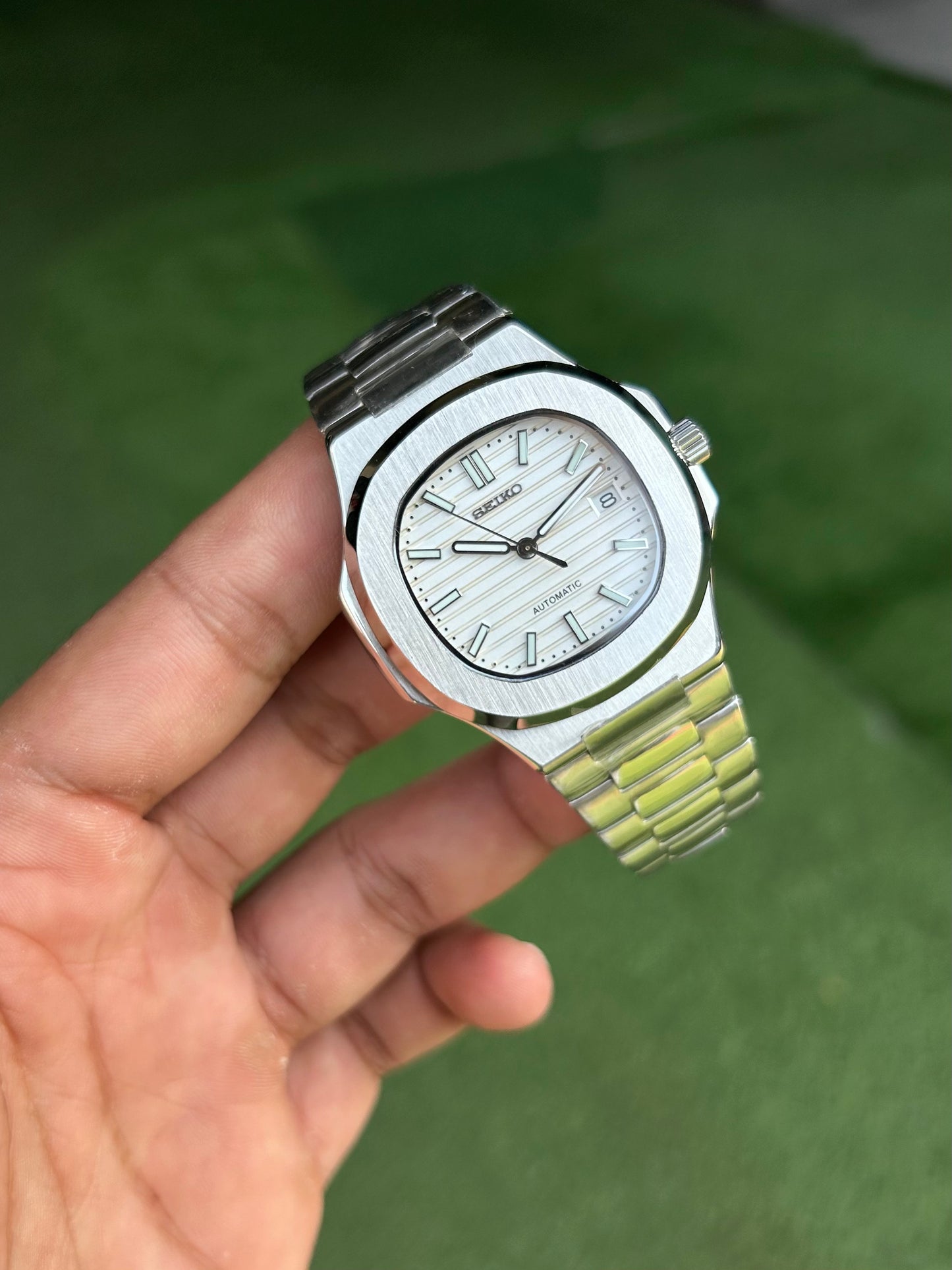 Seiko Nautilus White Homage Mod Watch