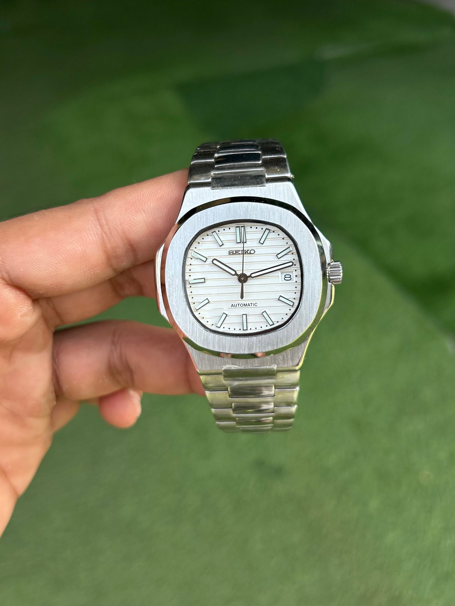 Seiko Nautilus White Homage Mod Watch