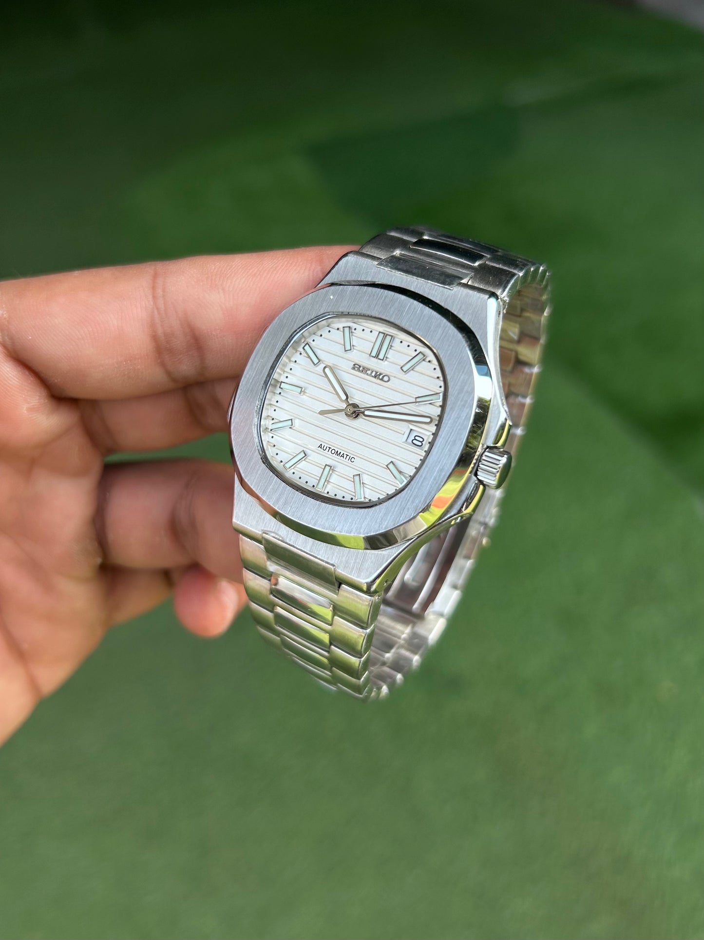 Seiko Nautilus White Homage Mod Watch