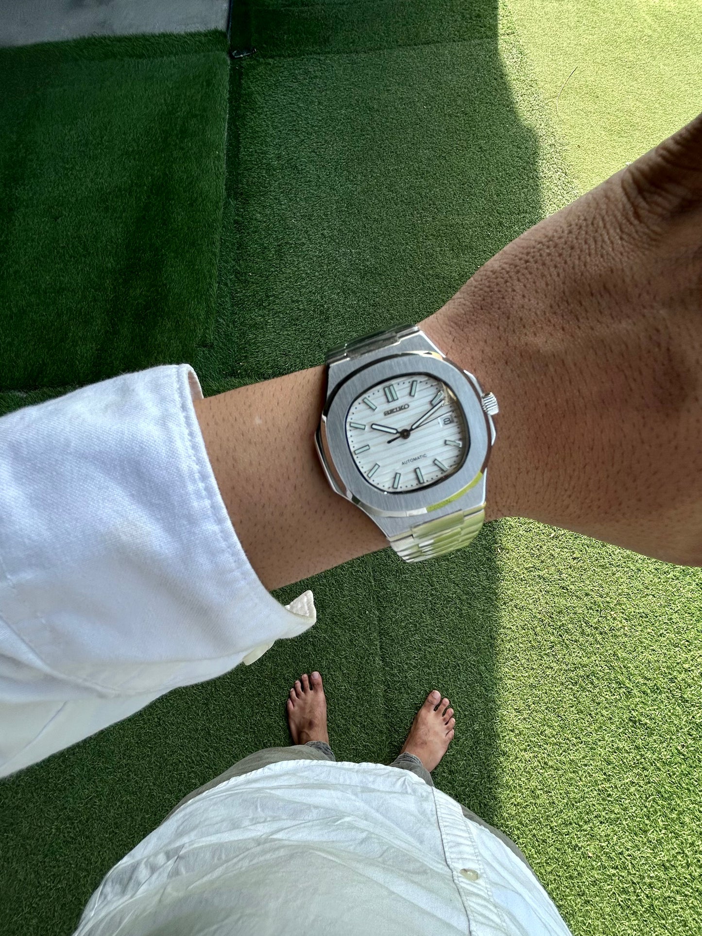 Seiko Nautilus White Homage Mod Watch