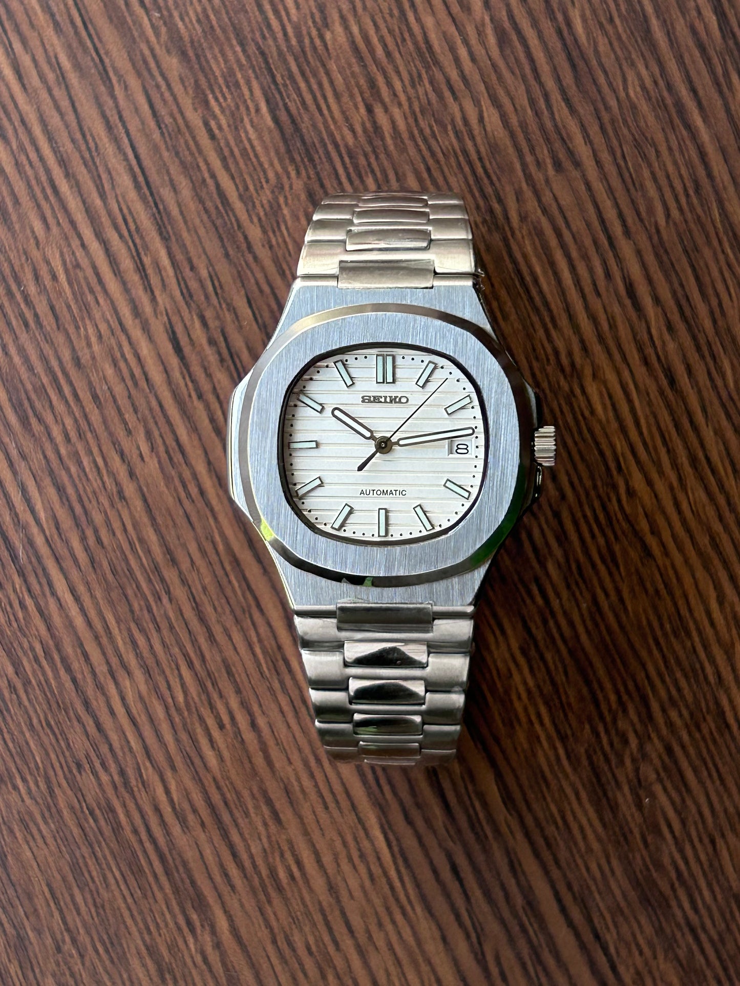 Seiko Nautilus White Homage Mod Watch