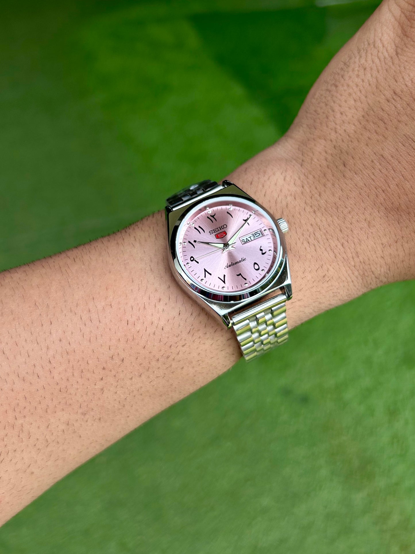 Seiko Urdu Light Pink Sunburst Automatic Mod