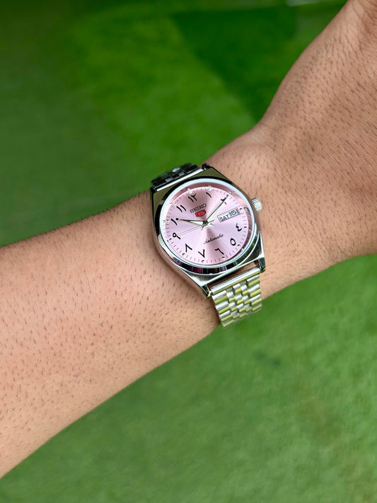 Seiko Urdu Light Pink Sunburst Automatic Mod