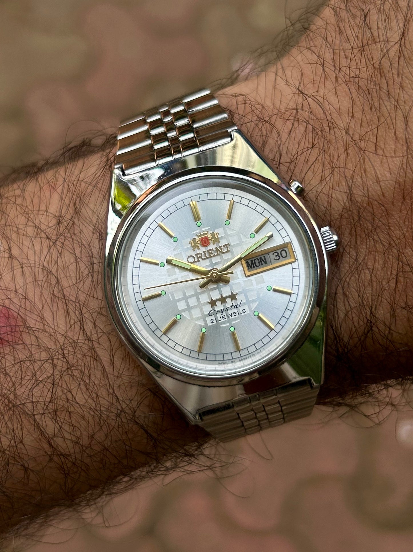 Super Rare Pre Owned Orient Tristar Silver Sunburst