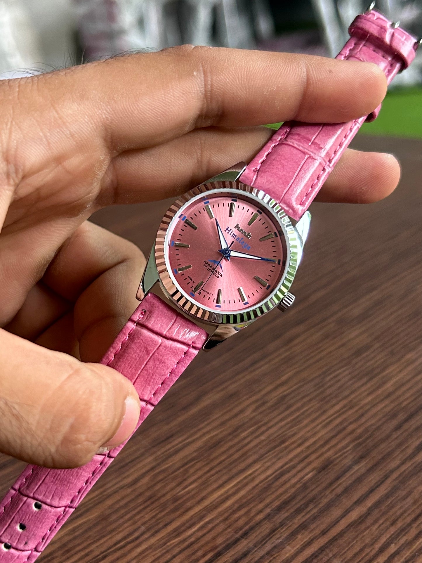 HMT Himalaya Pink Sunburst Unisex Hand-Winding Mod Watch