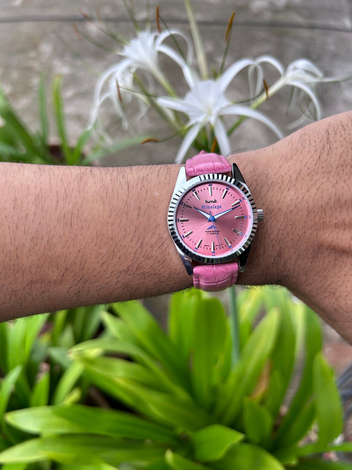 HMT Himalaya Pink Sunburst Unisex Hand-Winding Mod Watch