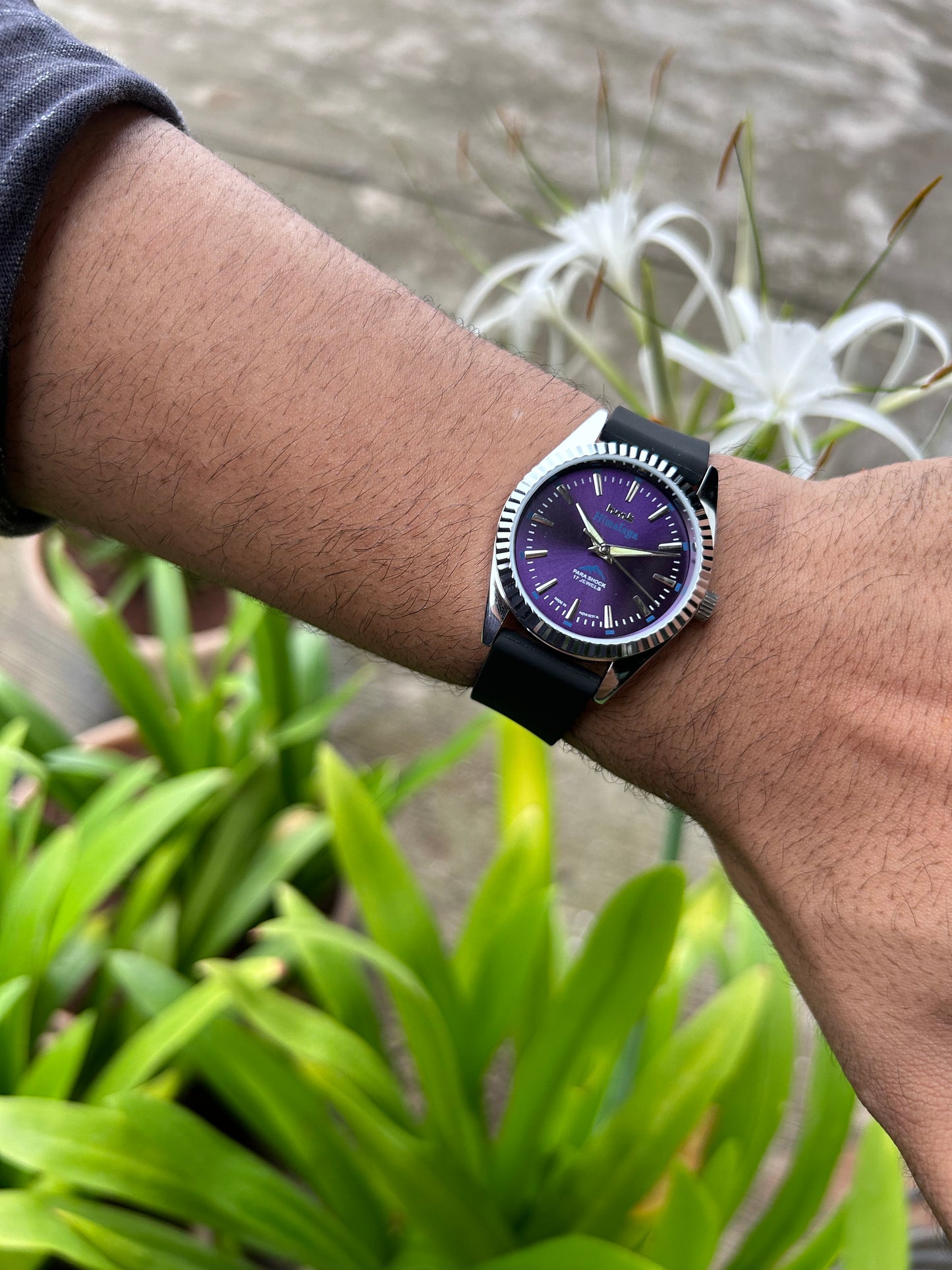 HMT Himalaya Purple Sunburst Unisex Hand-Winding Mod Watch