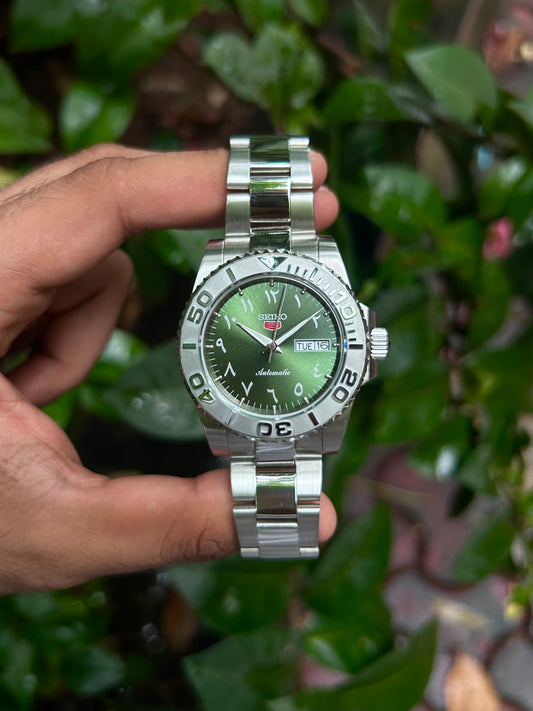 Seiko Arabic Green Lizard Automatic Homage Mod Watch