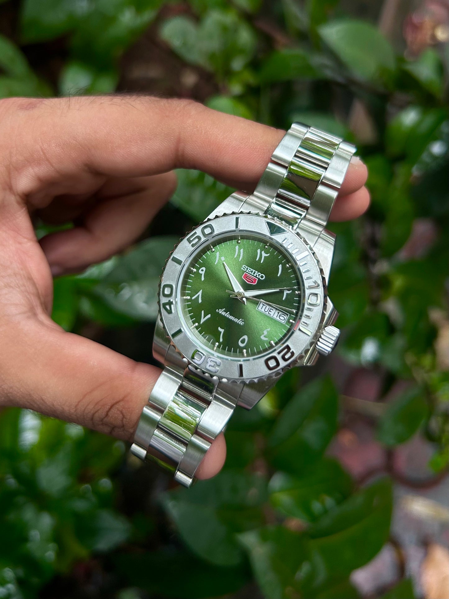 Seiko Arabic Green Lizard Automatic Homage Mod Watch