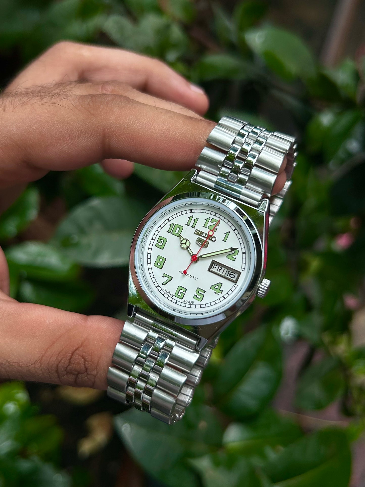 Seiko 5 White Automatic Homage Mod Watch