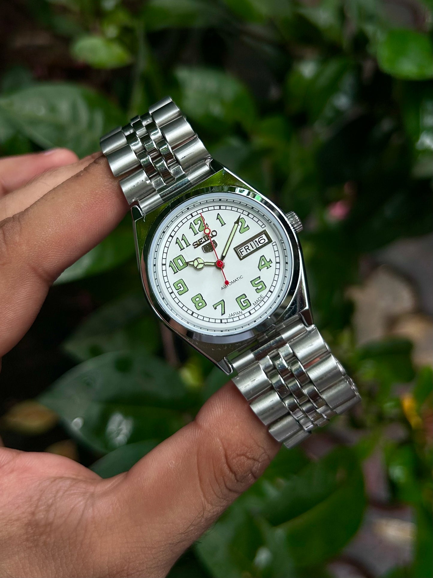 Seiko 5 White Automatic Homage Mod Watch