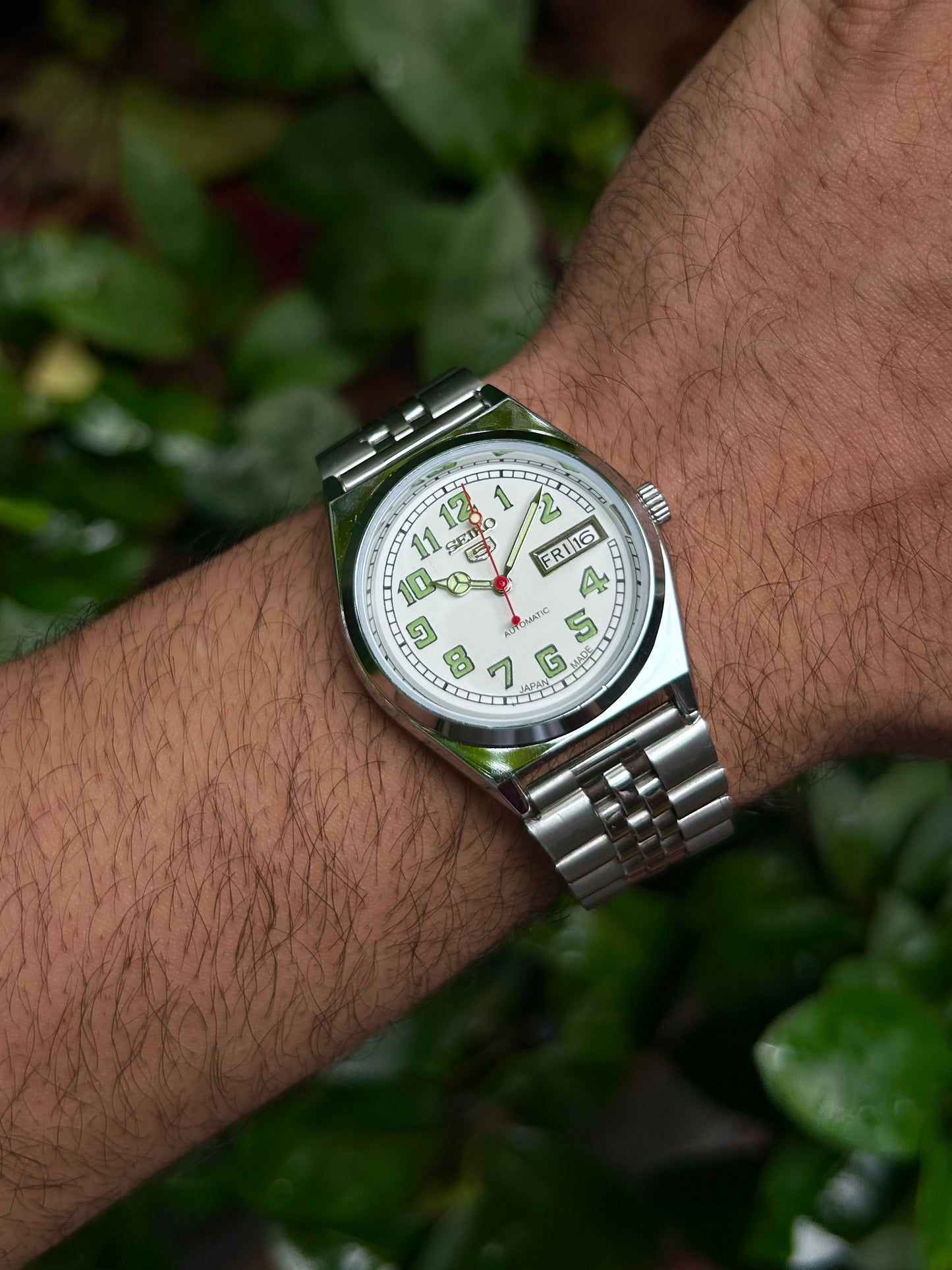 Seiko 5 White Automatic Homage Mod Watch