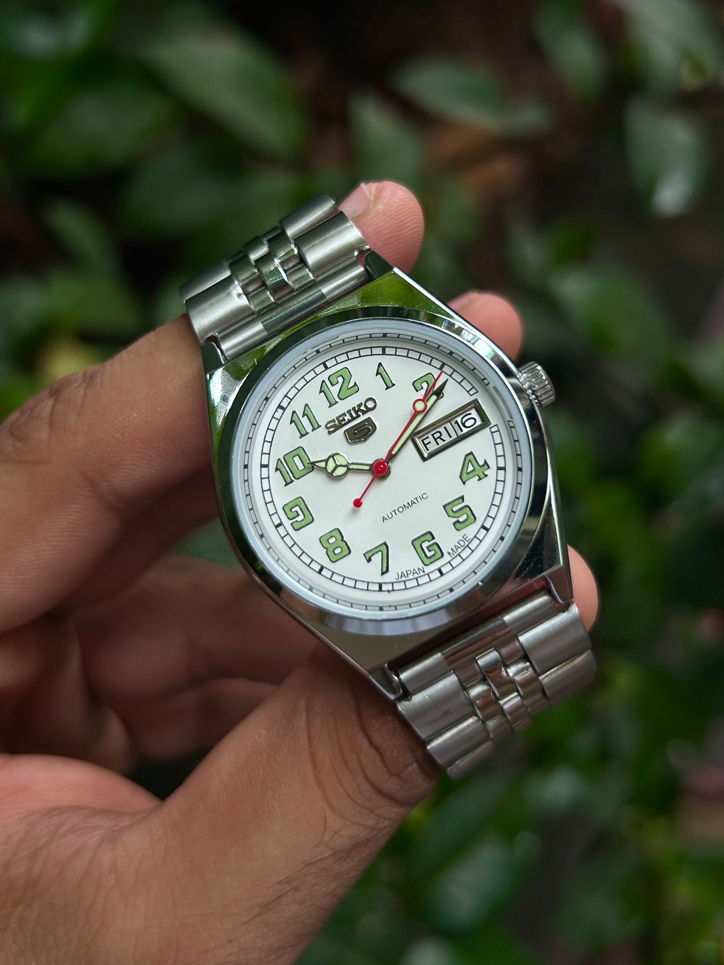 Seiko 5 White Automatic Homage Mod Watch