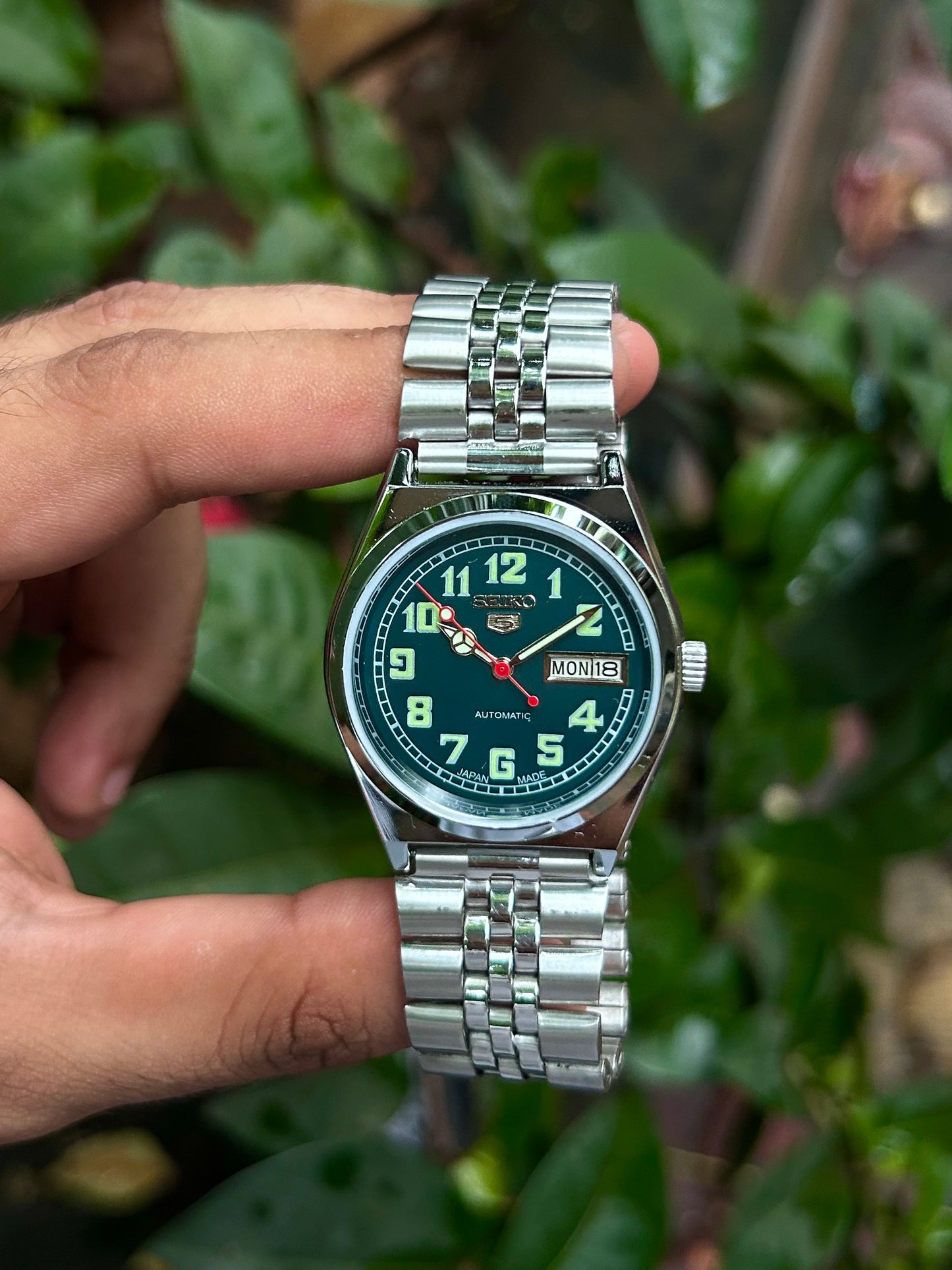 Seiko 5 Dark Green Automatic Homage Mod Watch