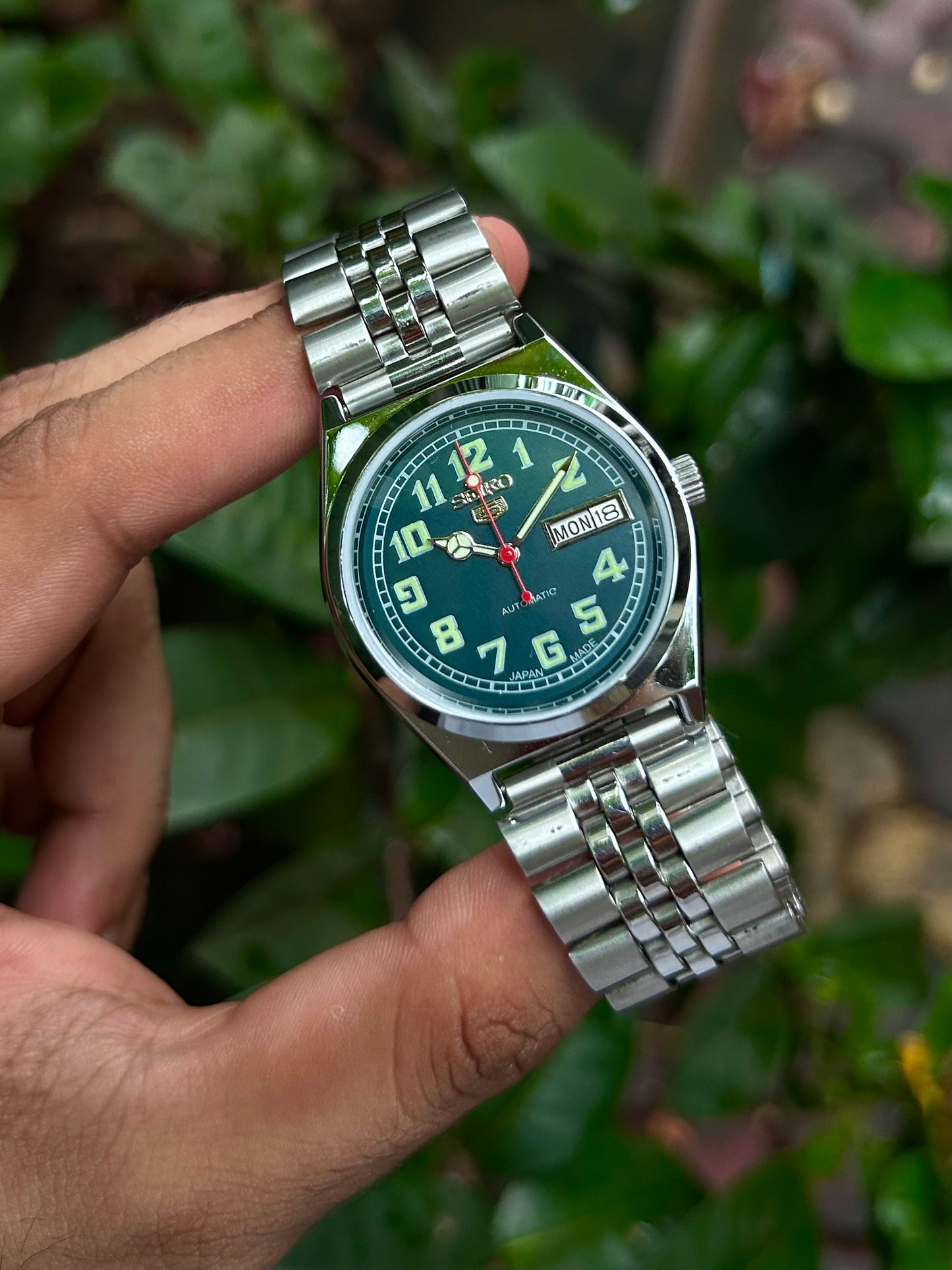 Seiko 5 Dark Green Automatic Homage Mod Watch