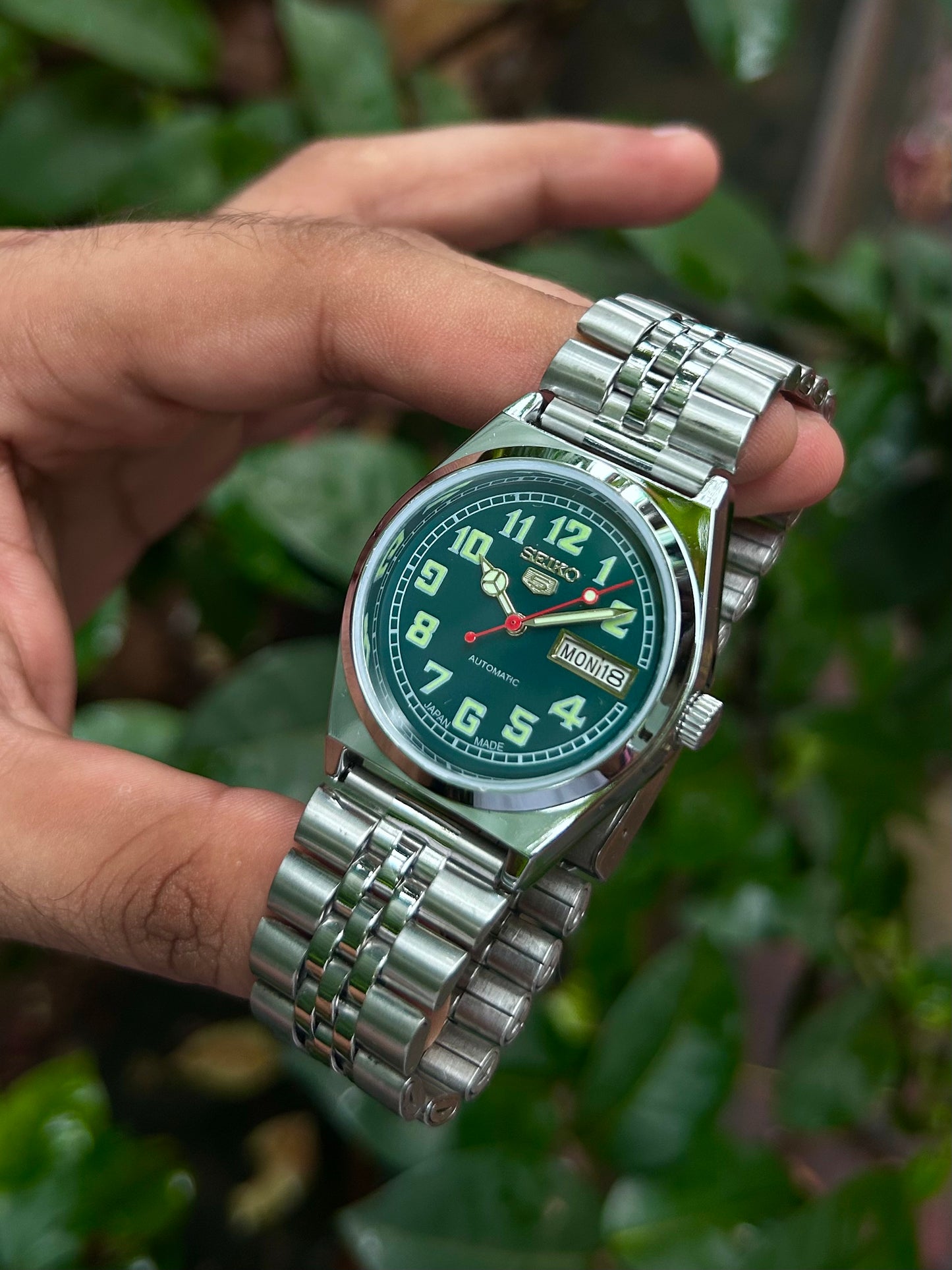 Seiko 5 Dark Green Automatic Homage Mod Watch