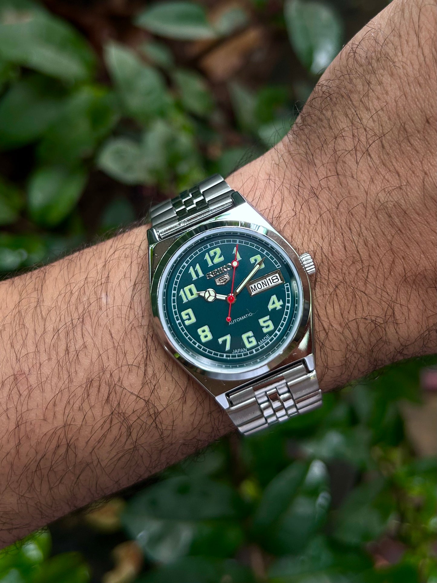 Seiko 5 Dark Green Automatic Homage Mod Watch