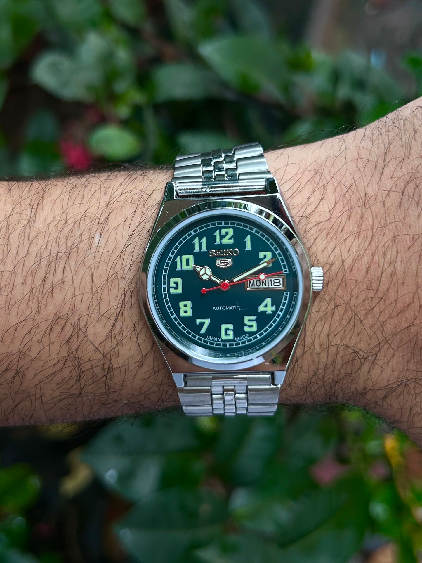 Seiko 5 Dark Green Automatic Homage Mod Watch