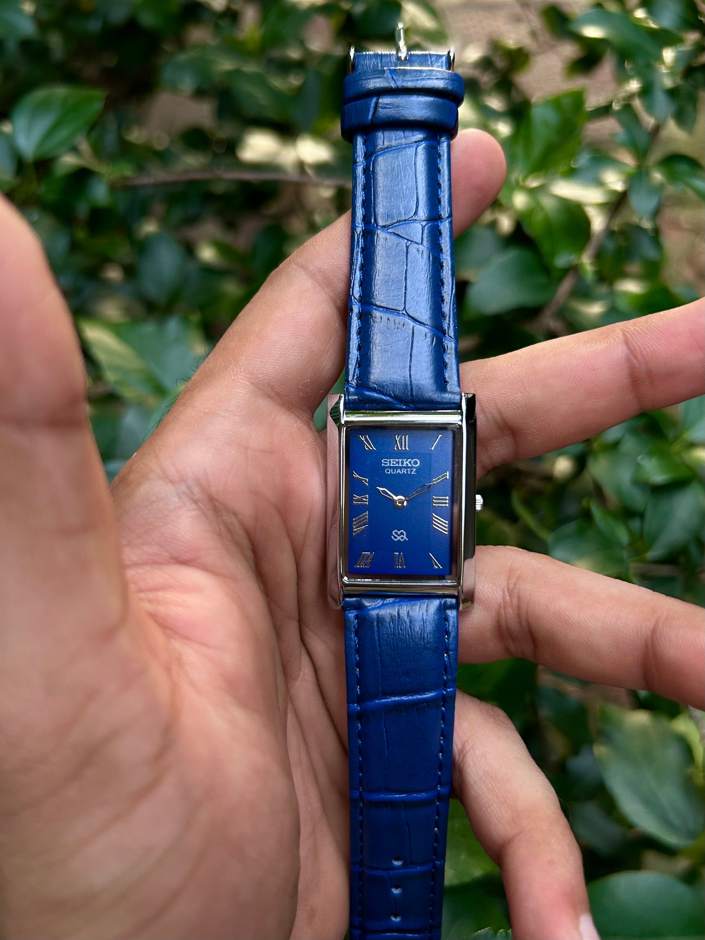 Seiko Tank Blue Quartz Unisex Mod Watch