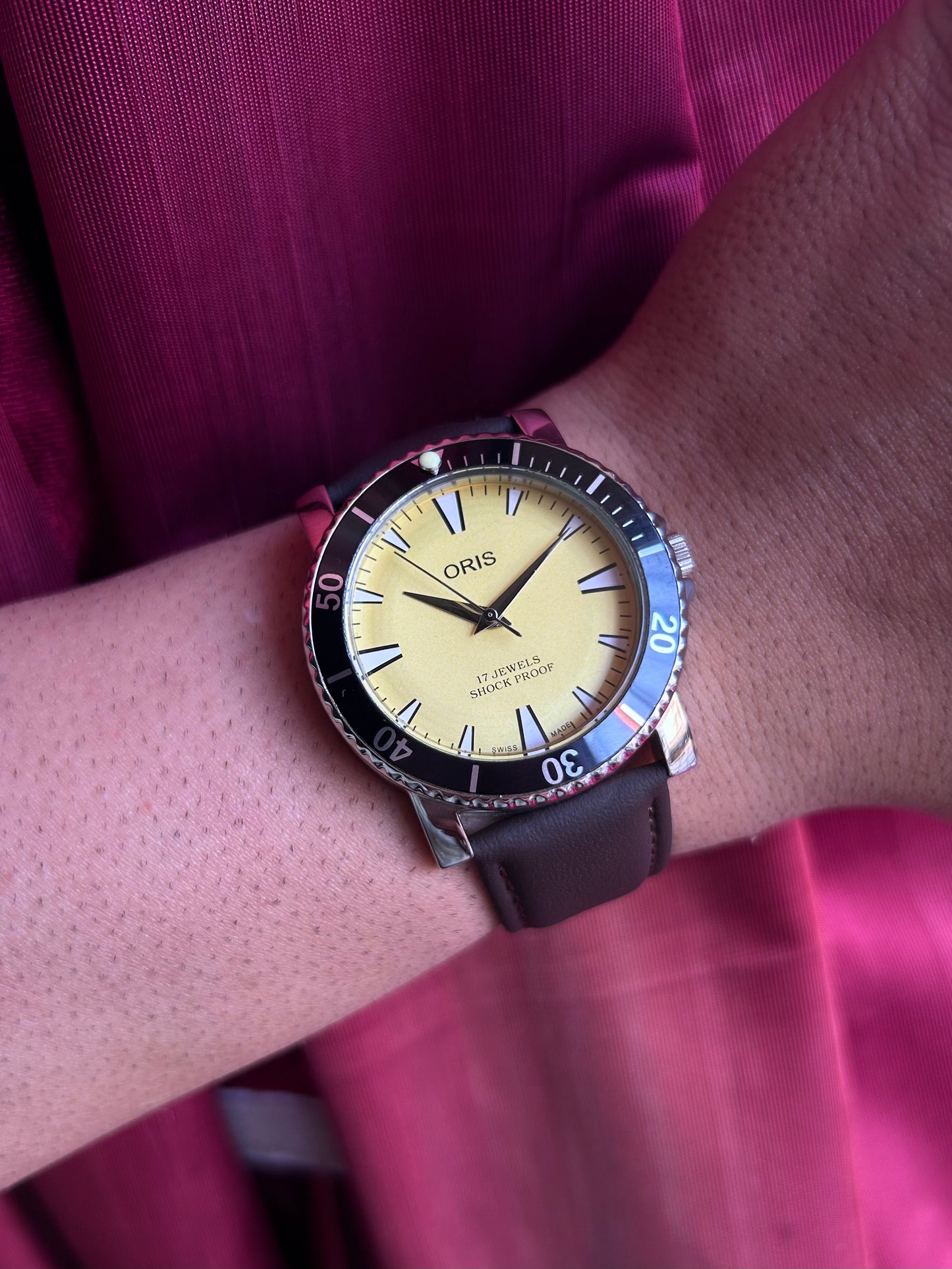 Oris Yellow Custom Modified Hand winding Watch 40mm