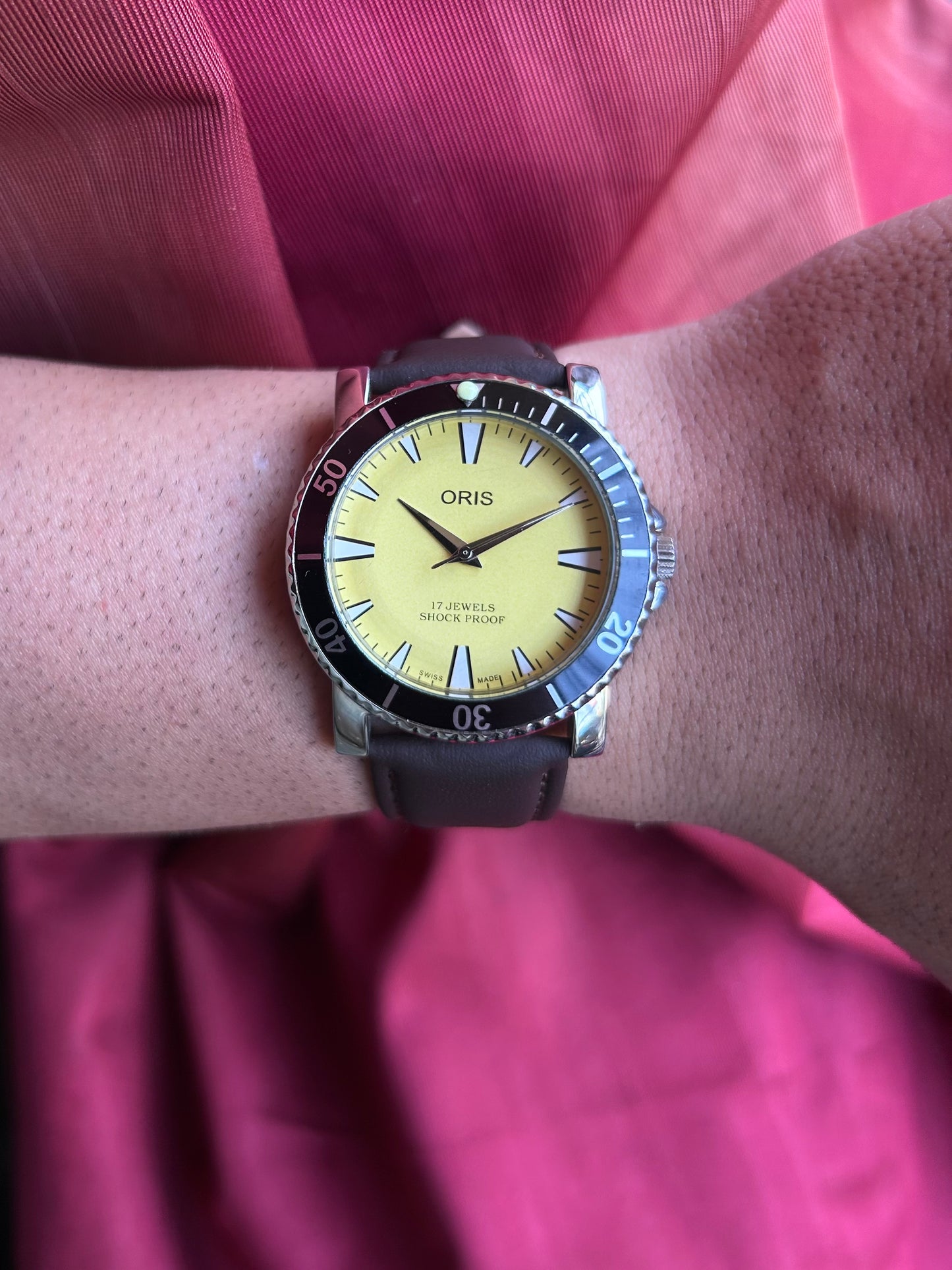 Oris Yellow Custom Modified Hand winding Watch 40mm