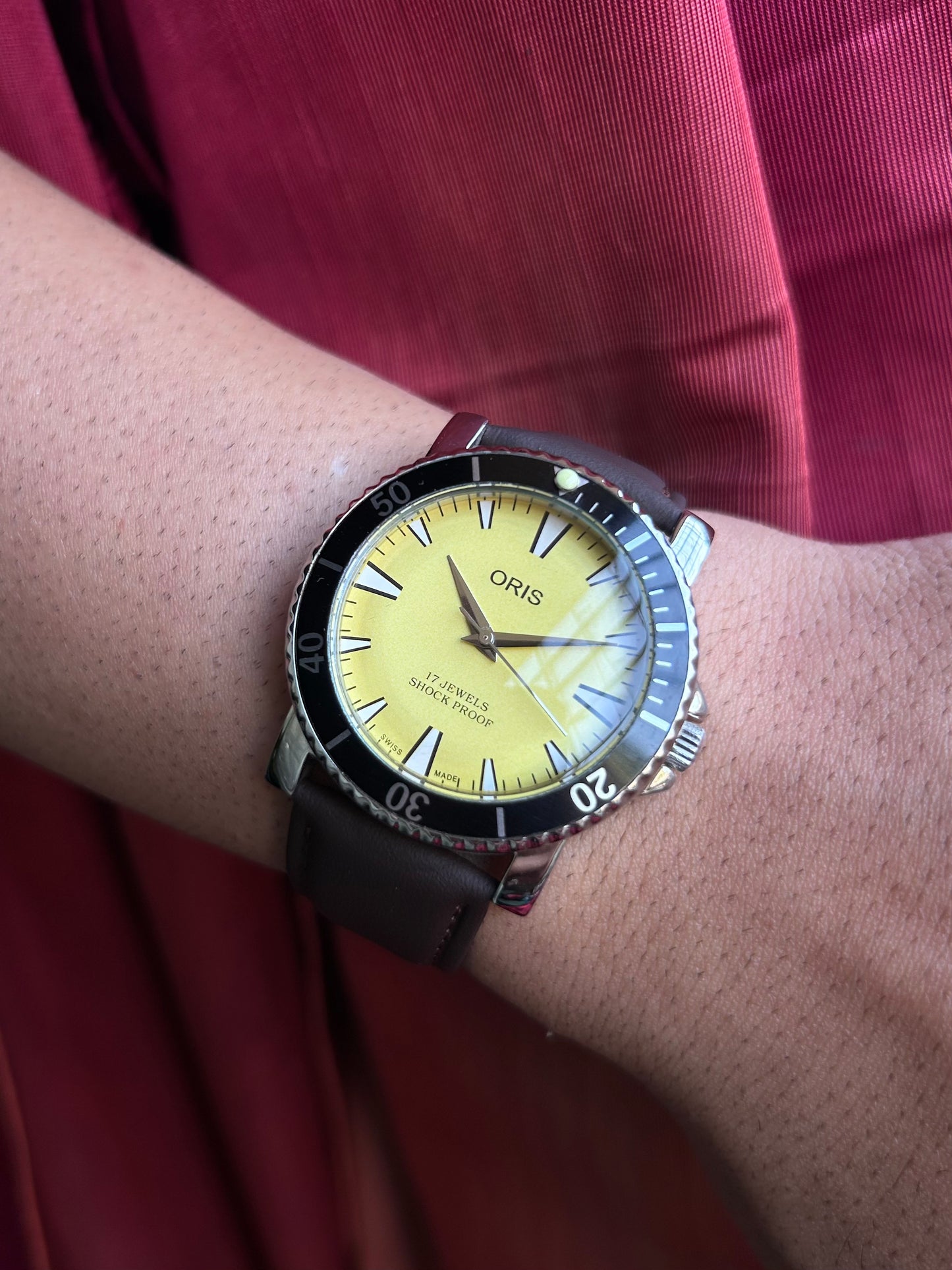 Oris Yellow Custom Modified Hand winding Watch 40mm