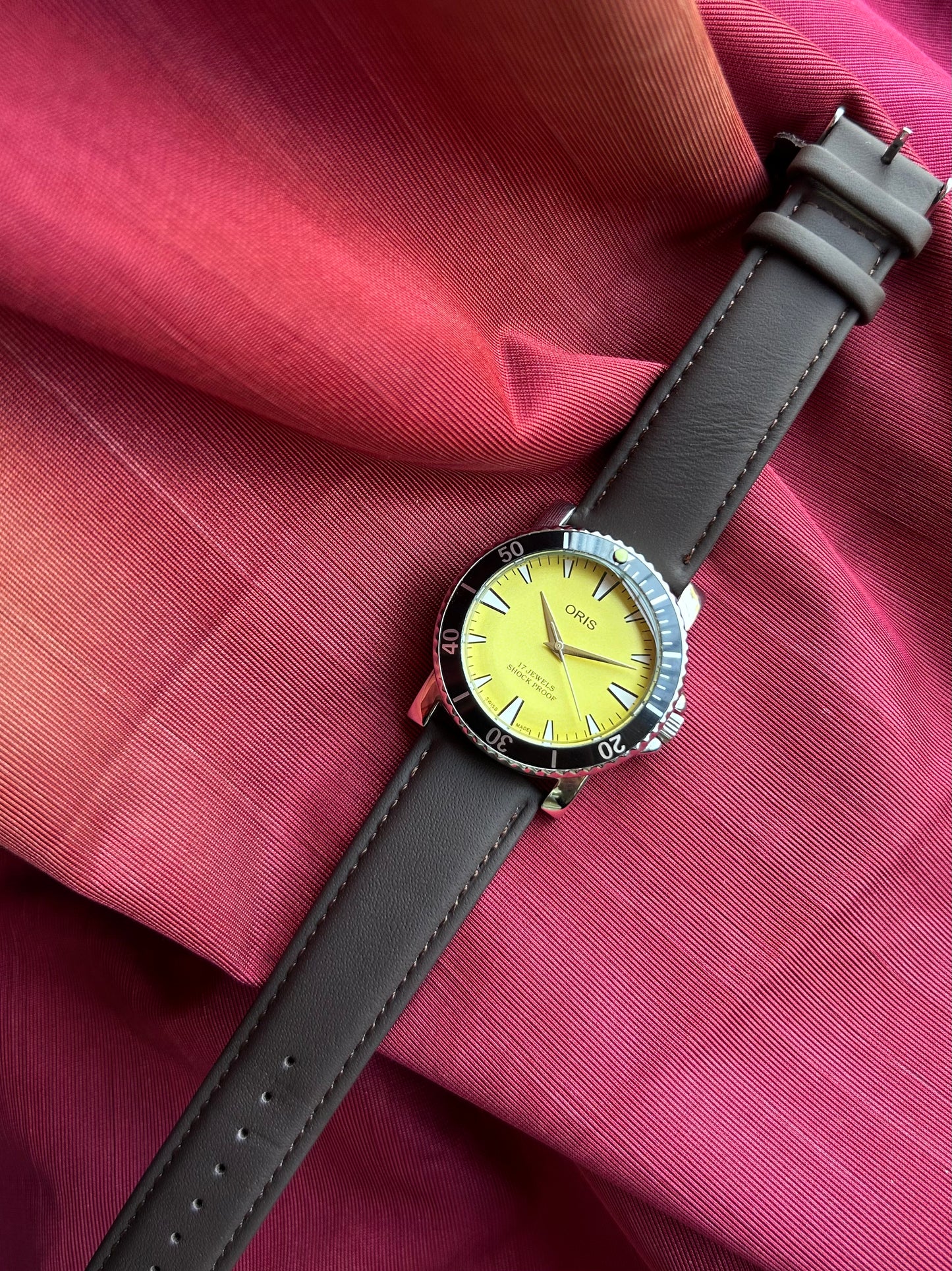 Oris Yellow Custom Modified Hand winding Watch 40mm