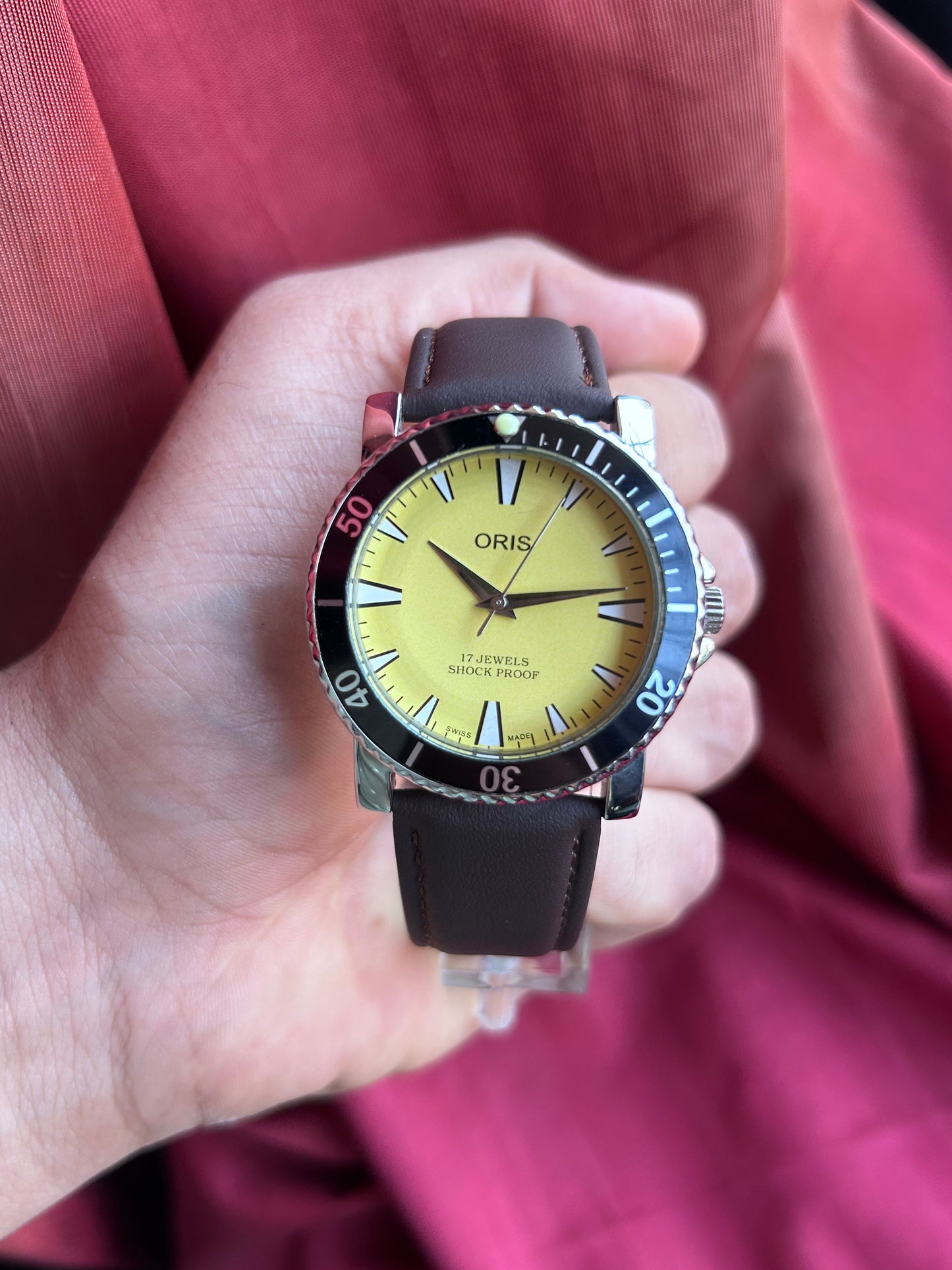 Oris Yellow Custom Modified Hand winding Watch 40mm