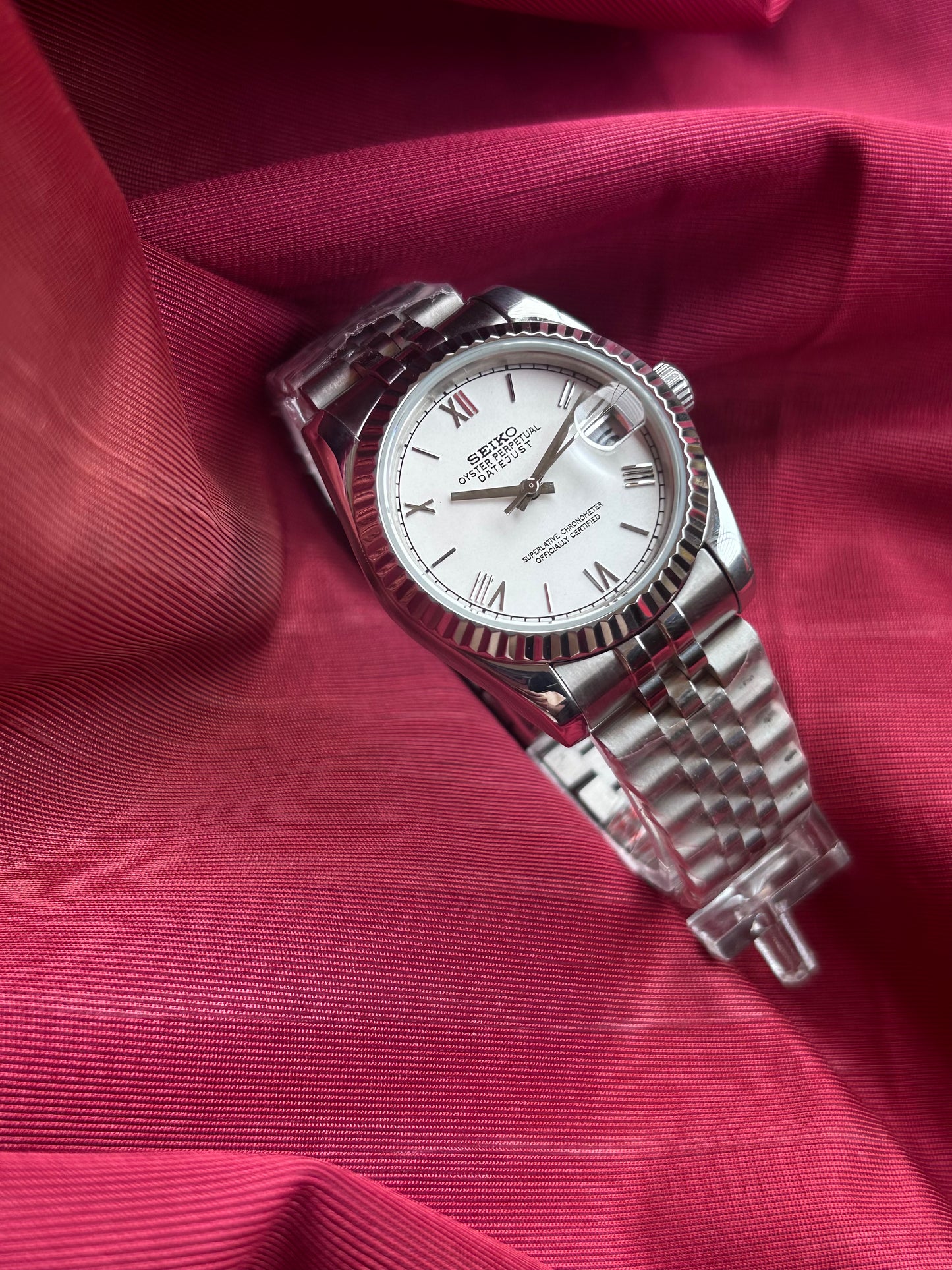 Seiko Datejust 36mm White Matt Automatic Homage Mod