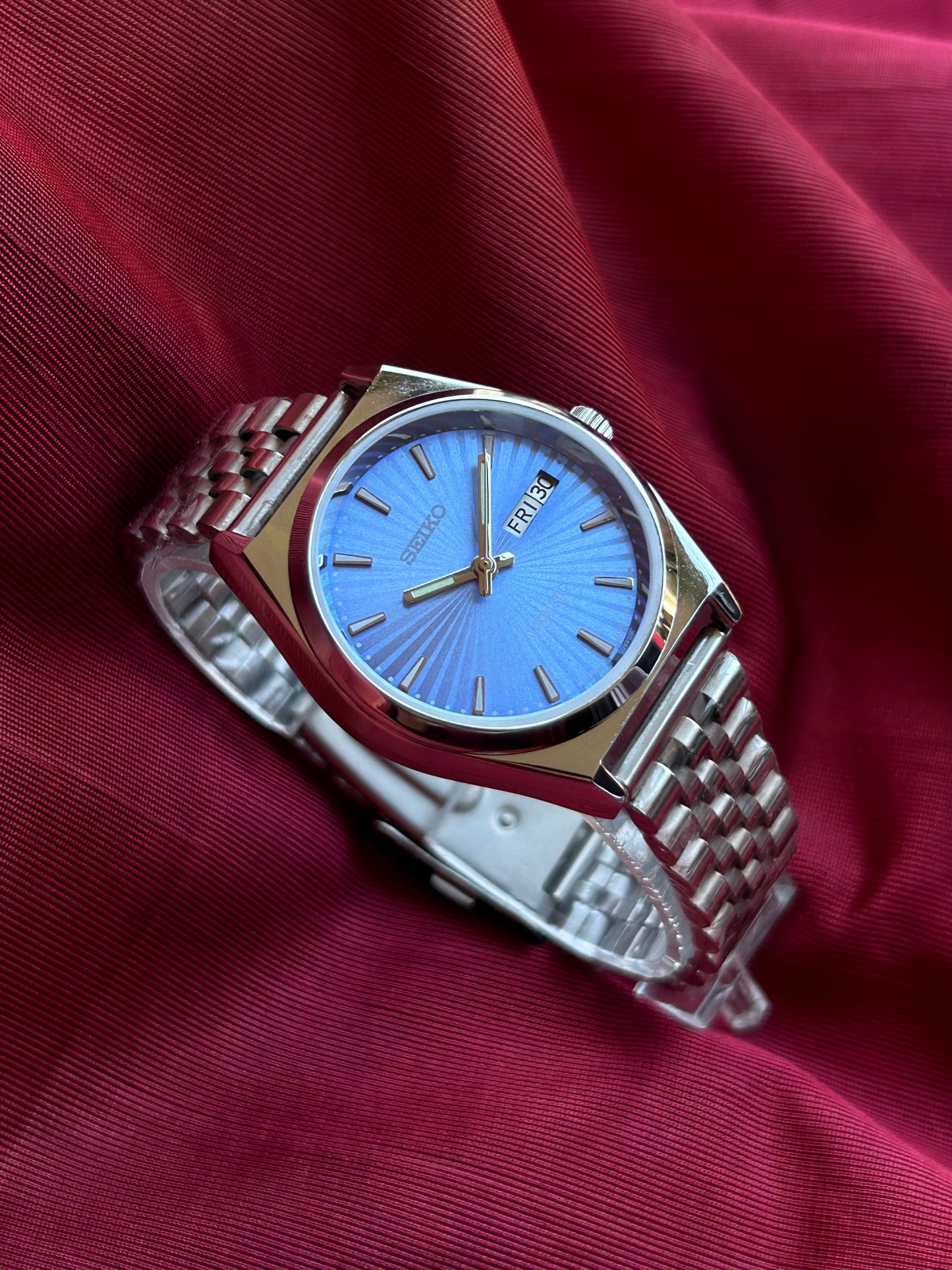 Seiko 5 Blue Sunburst Automatic Mod