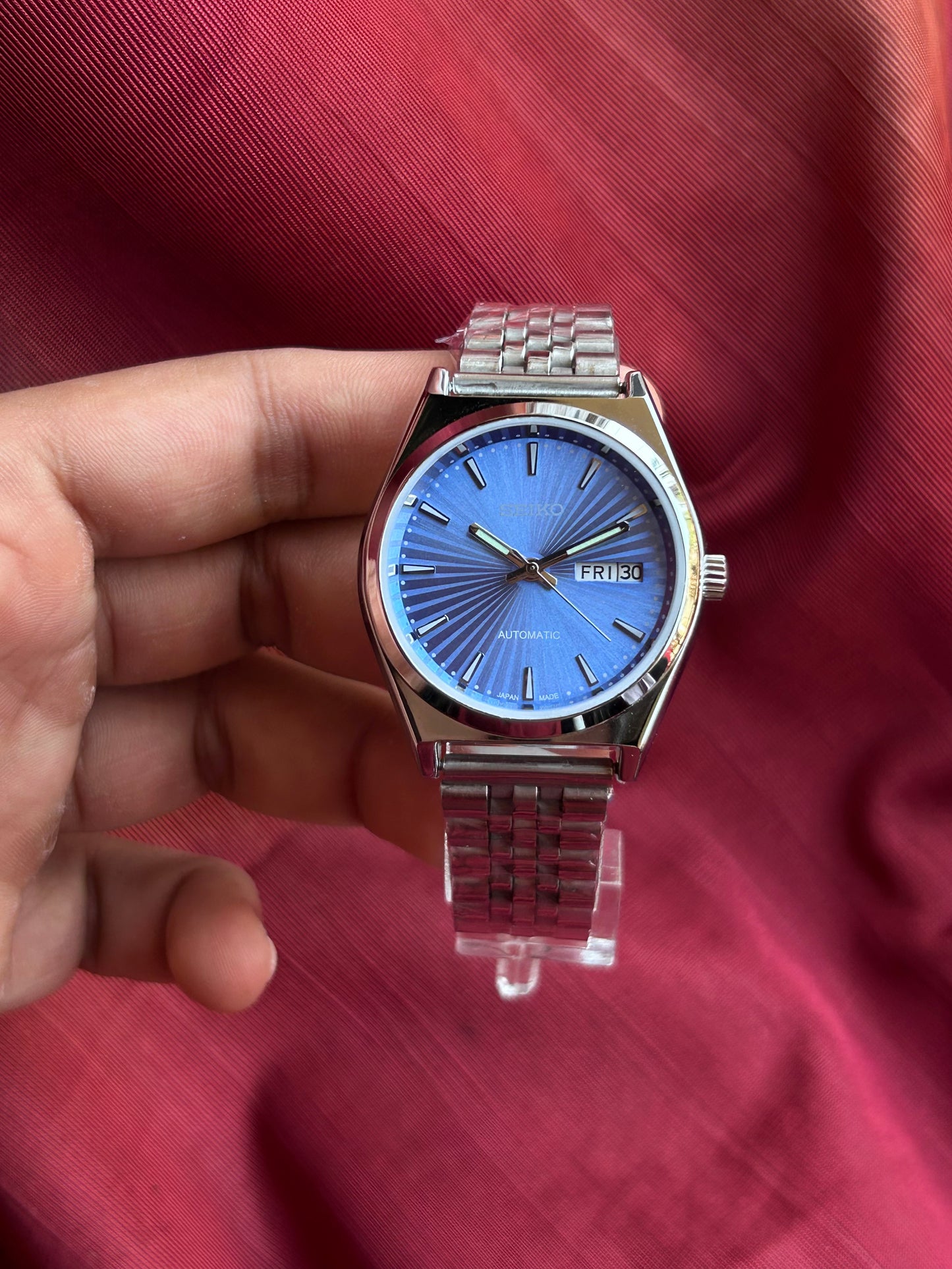 Seiko 5 Blue Sunburst Automatic Mod