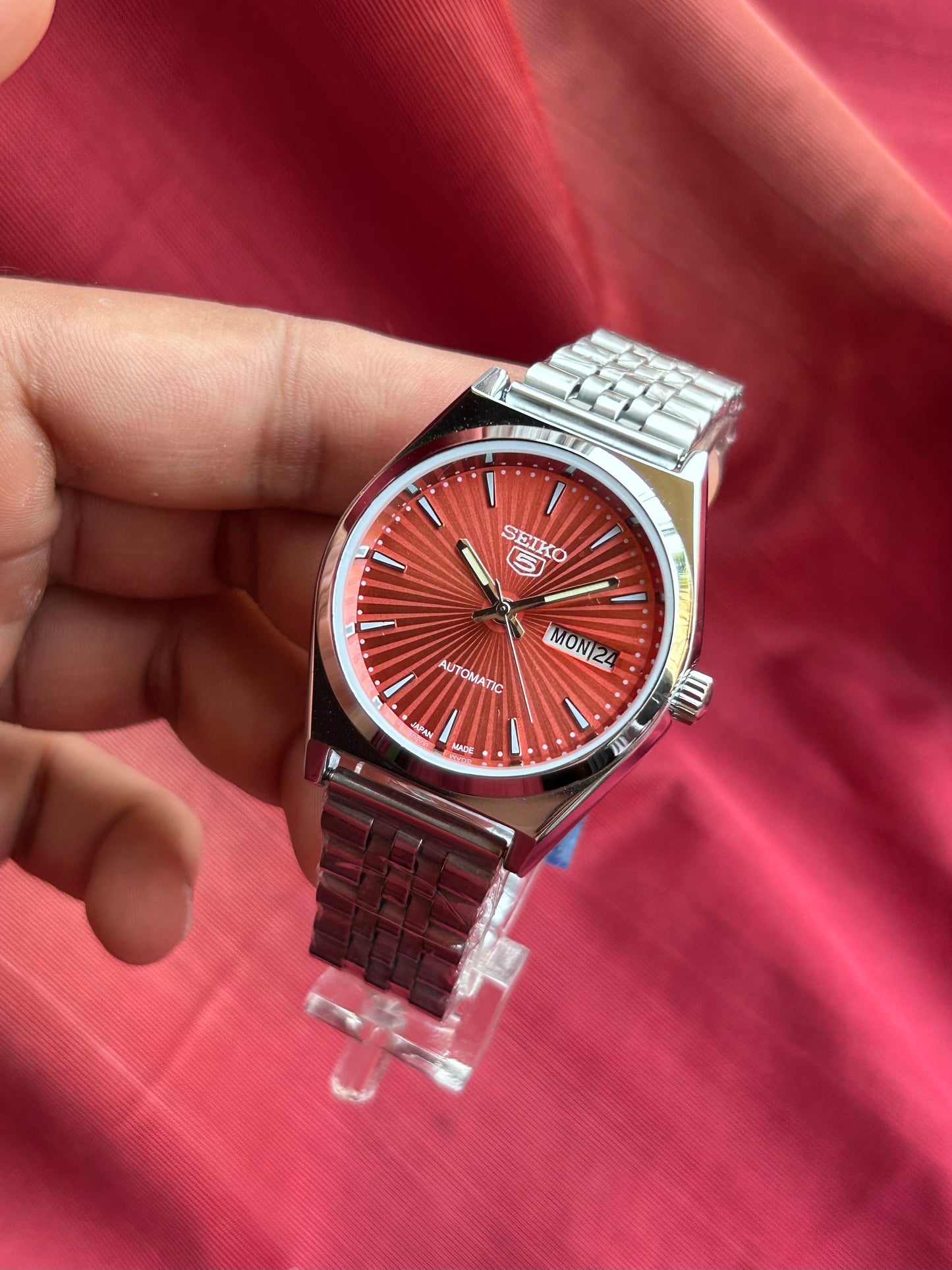 Seiko 5 Orange Sunburst Automatic Mod