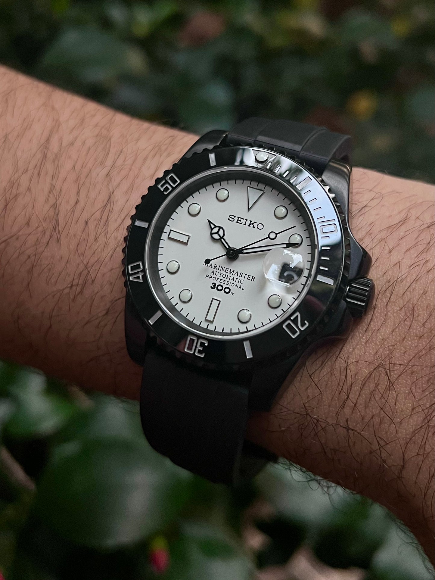 Seiko Black Submarine Automatic Homage Mod Watch