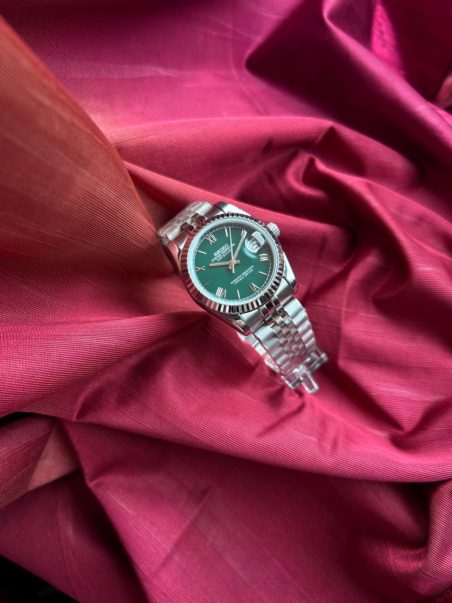 Seiko Date just Dark Green 36'mm Automatic Homage Mod Watch