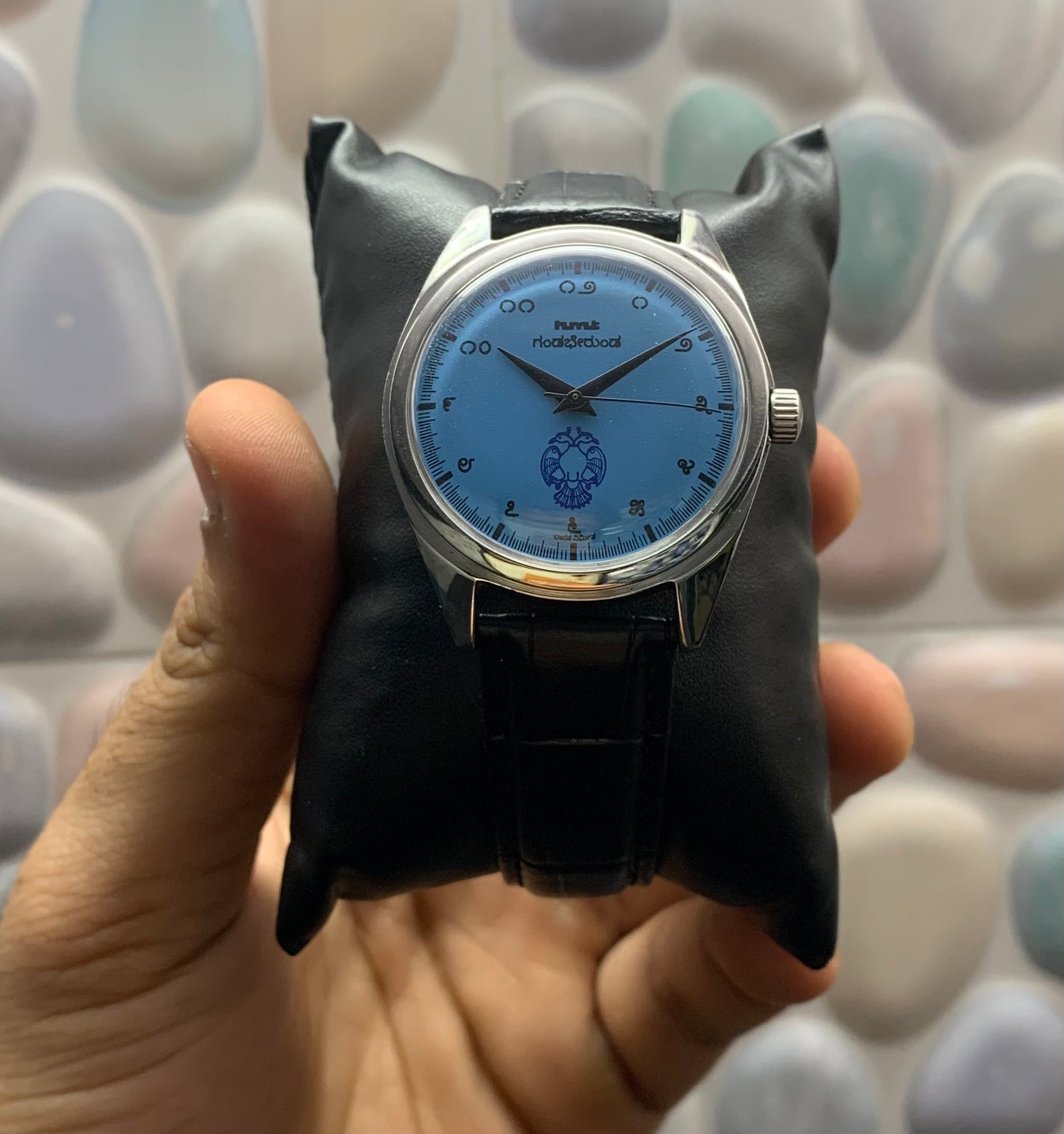 HMT Gandaberunda Blue Kannada Numeral Hand-Winding Mod Watch