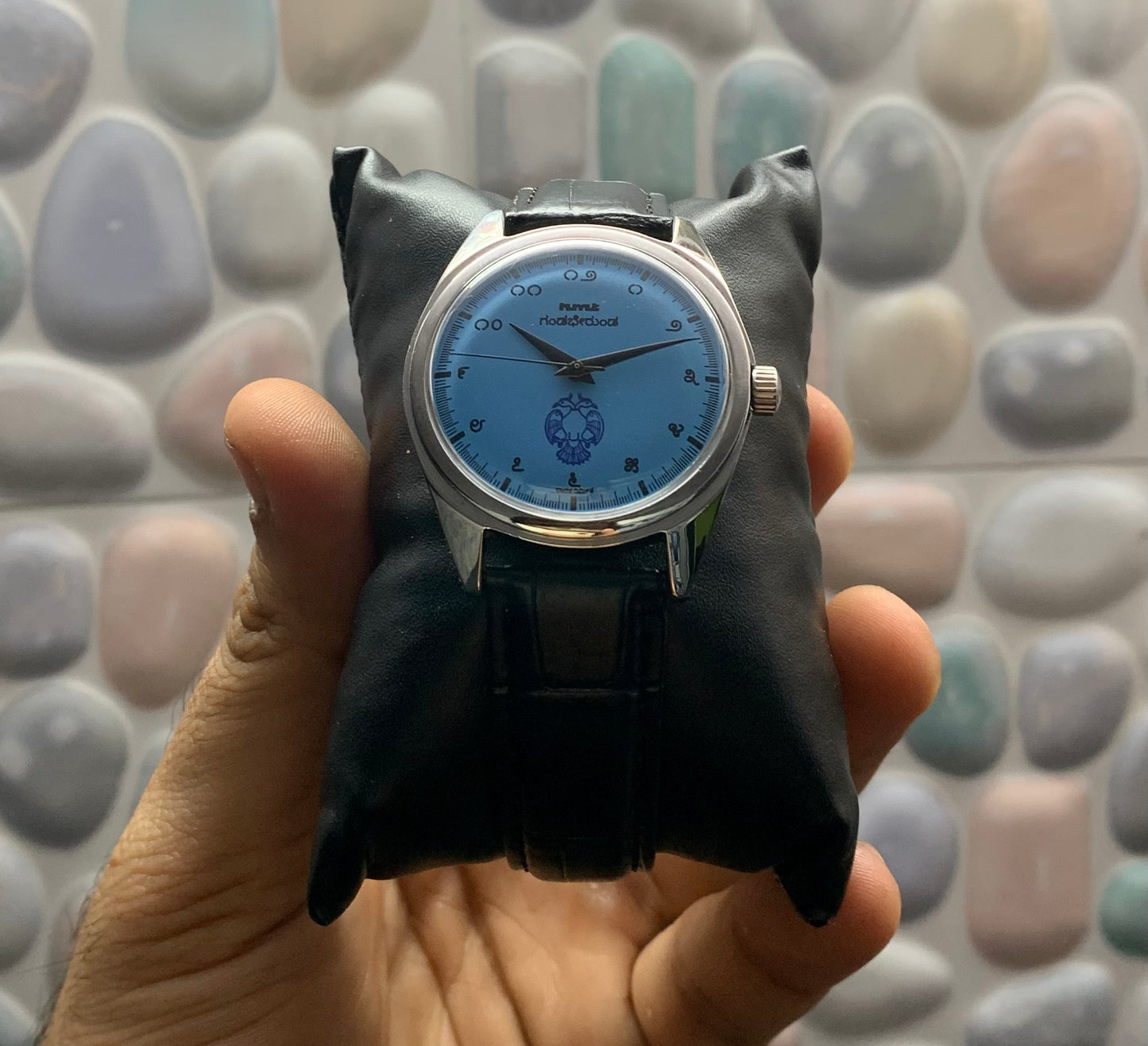 HMT Gandaberunda Blue Kannada Numeral Hand-Winding Mod Watch