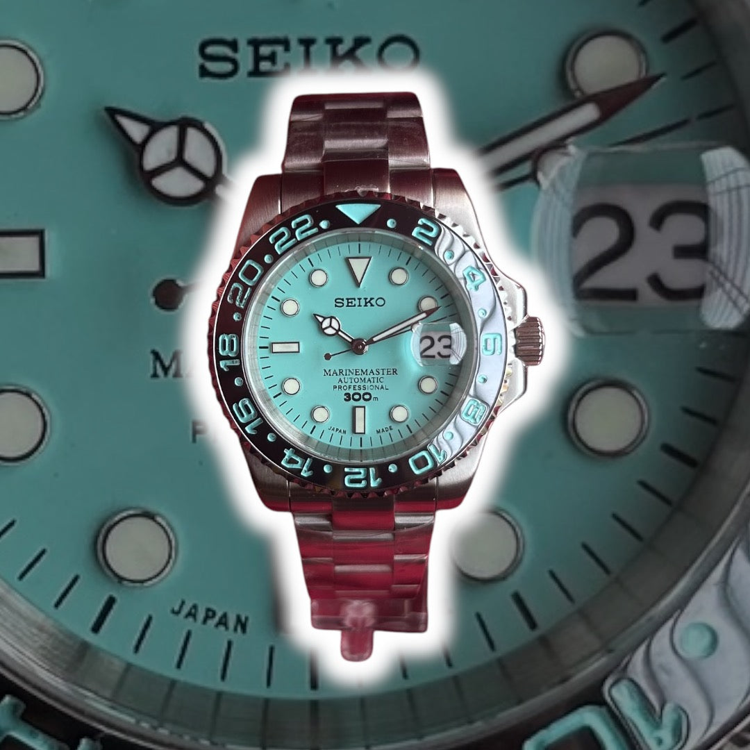 Seiko Tiffany Blue GMT Master Automatic Homage Mod