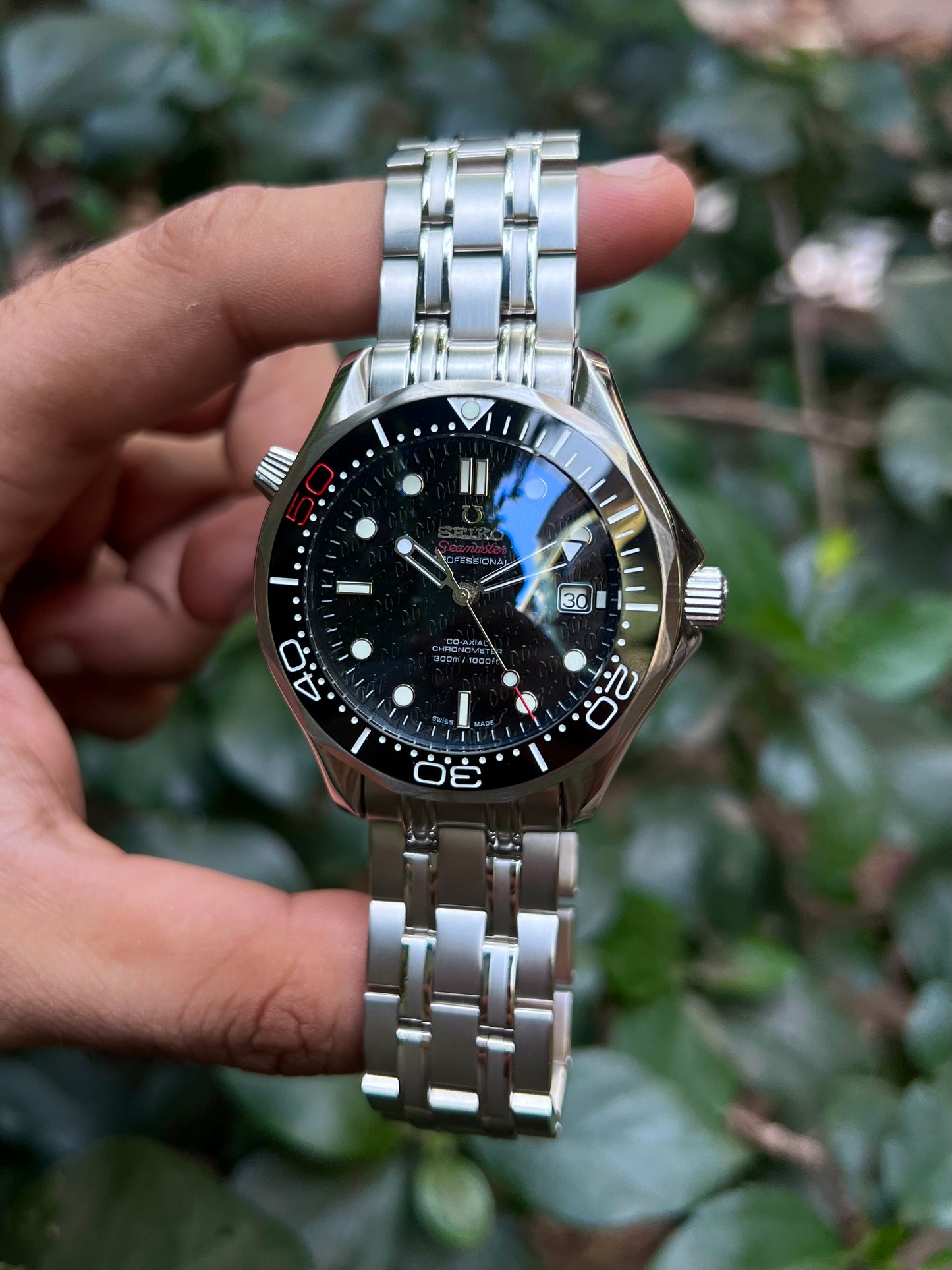 Seiko Black Seamaster Divers Automatic Homage Mod