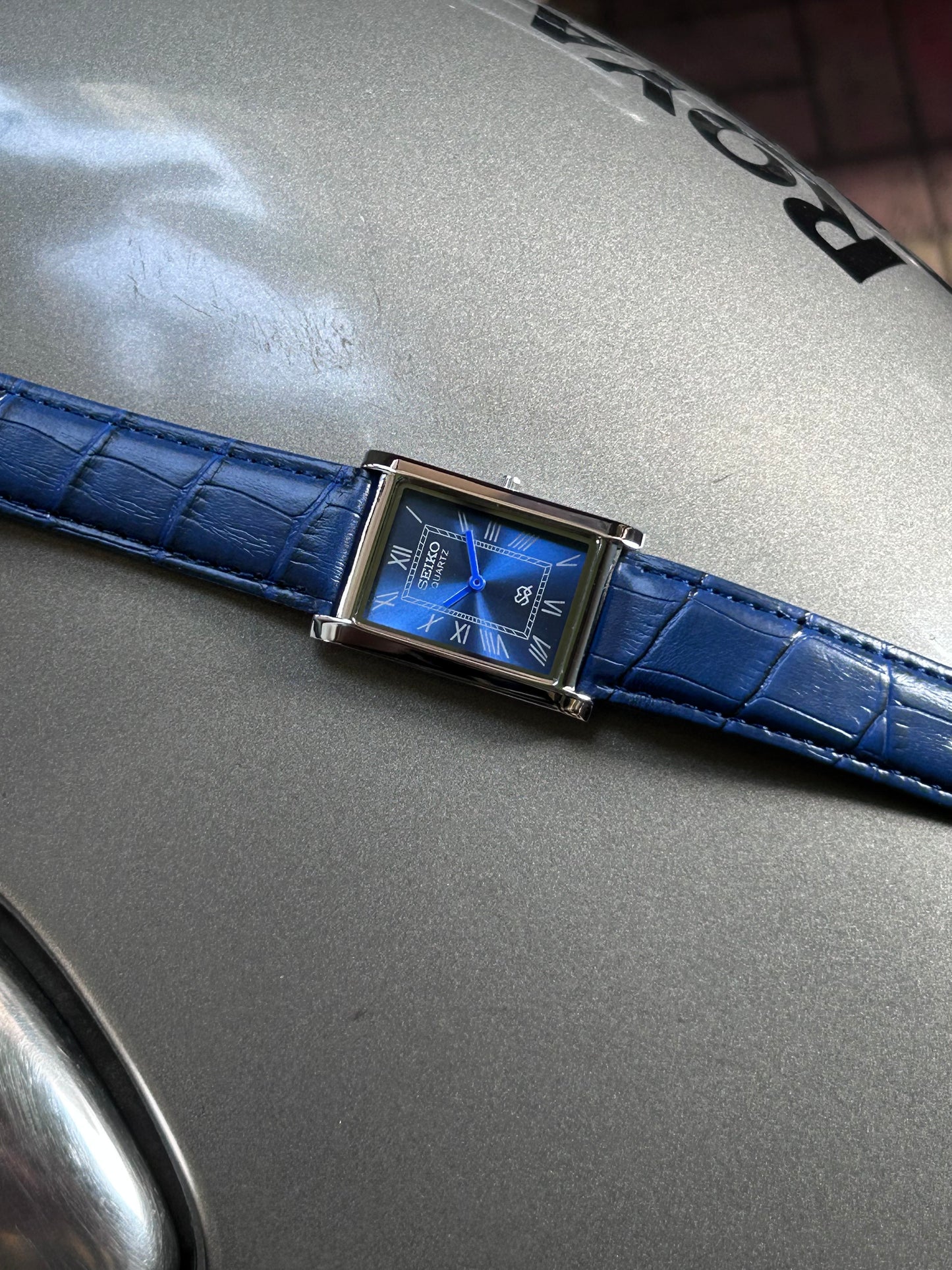 Seiko Tank Blue Sunburst Unisex Quartz Mod Watch