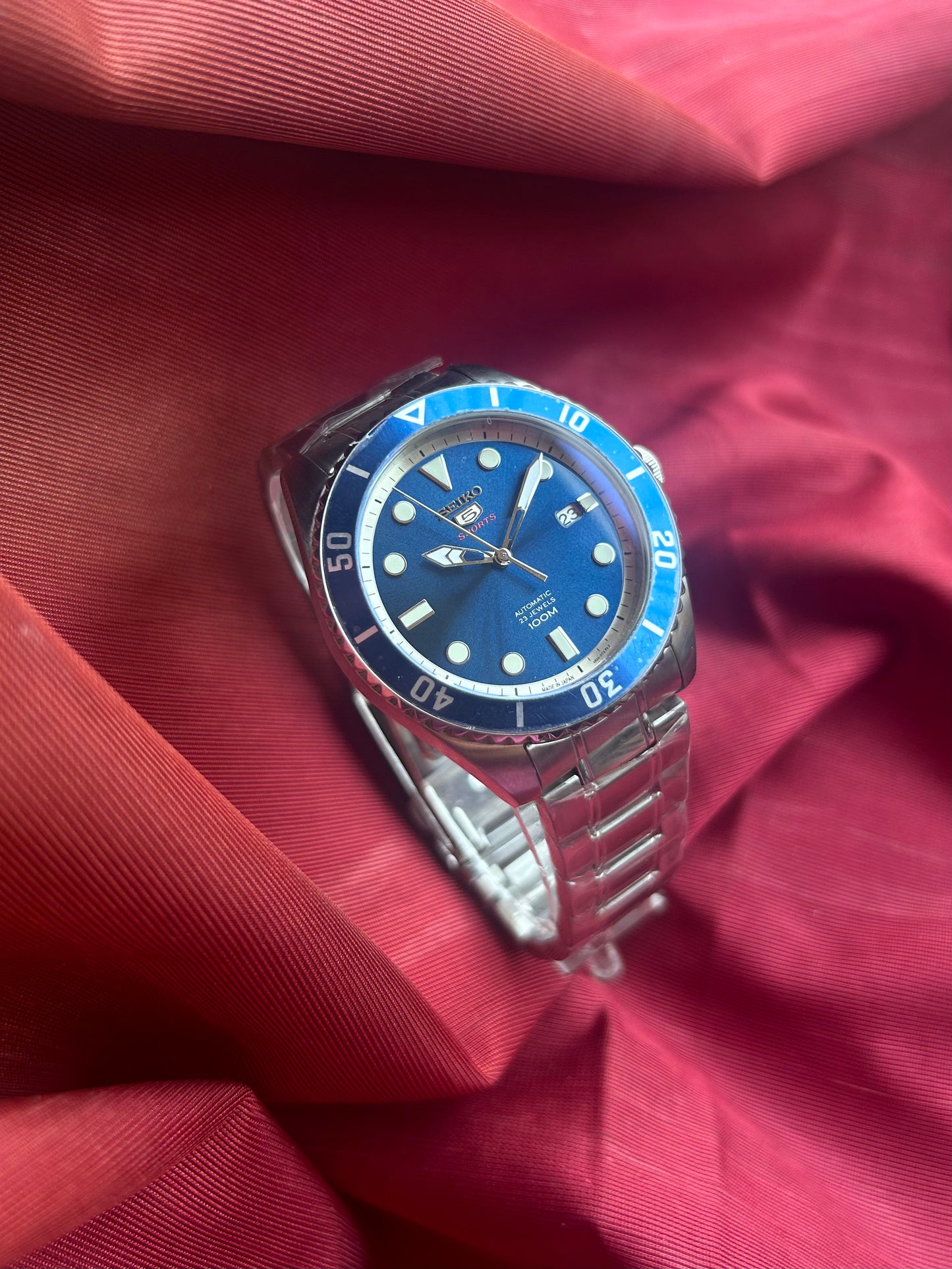 Seiko 5  Blue Sports Automatic Homage Mod