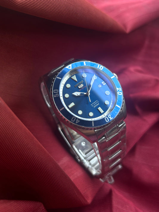 Seiko 5  Blue Sports Automatic Homage Mod