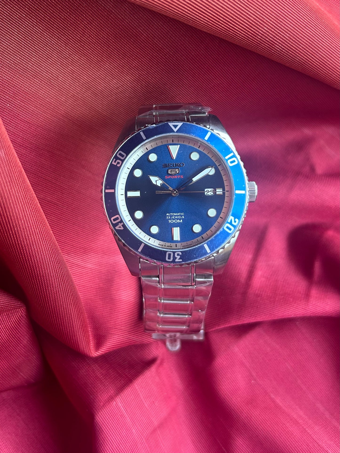 Seiko 5  Blue Sports Automatic Homage Mod