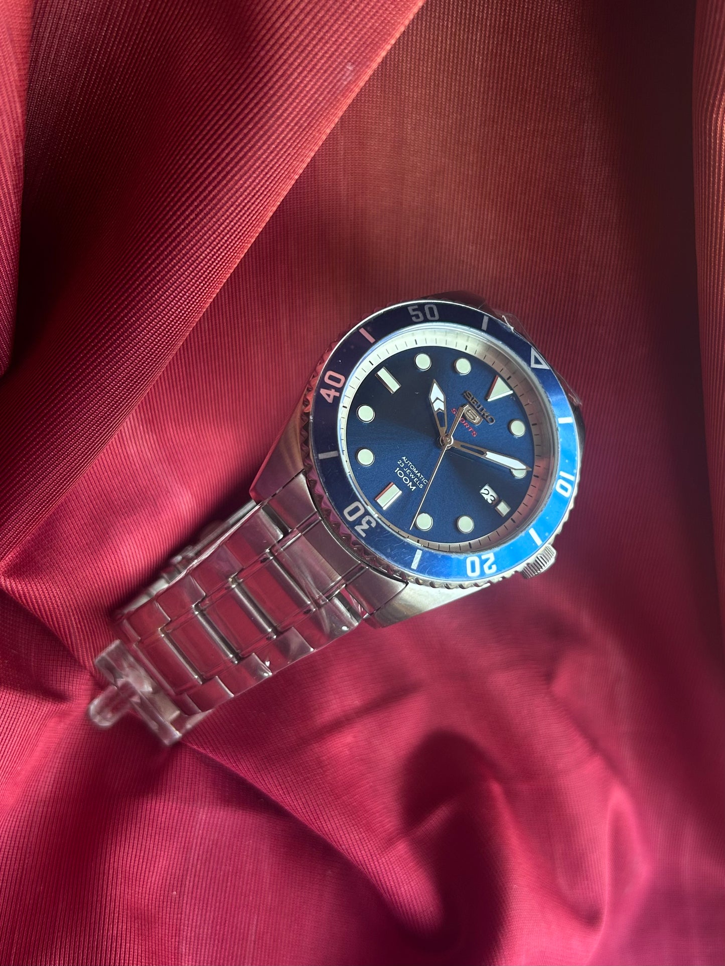 Seiko 5  Blue Sports Automatic Homage Mod